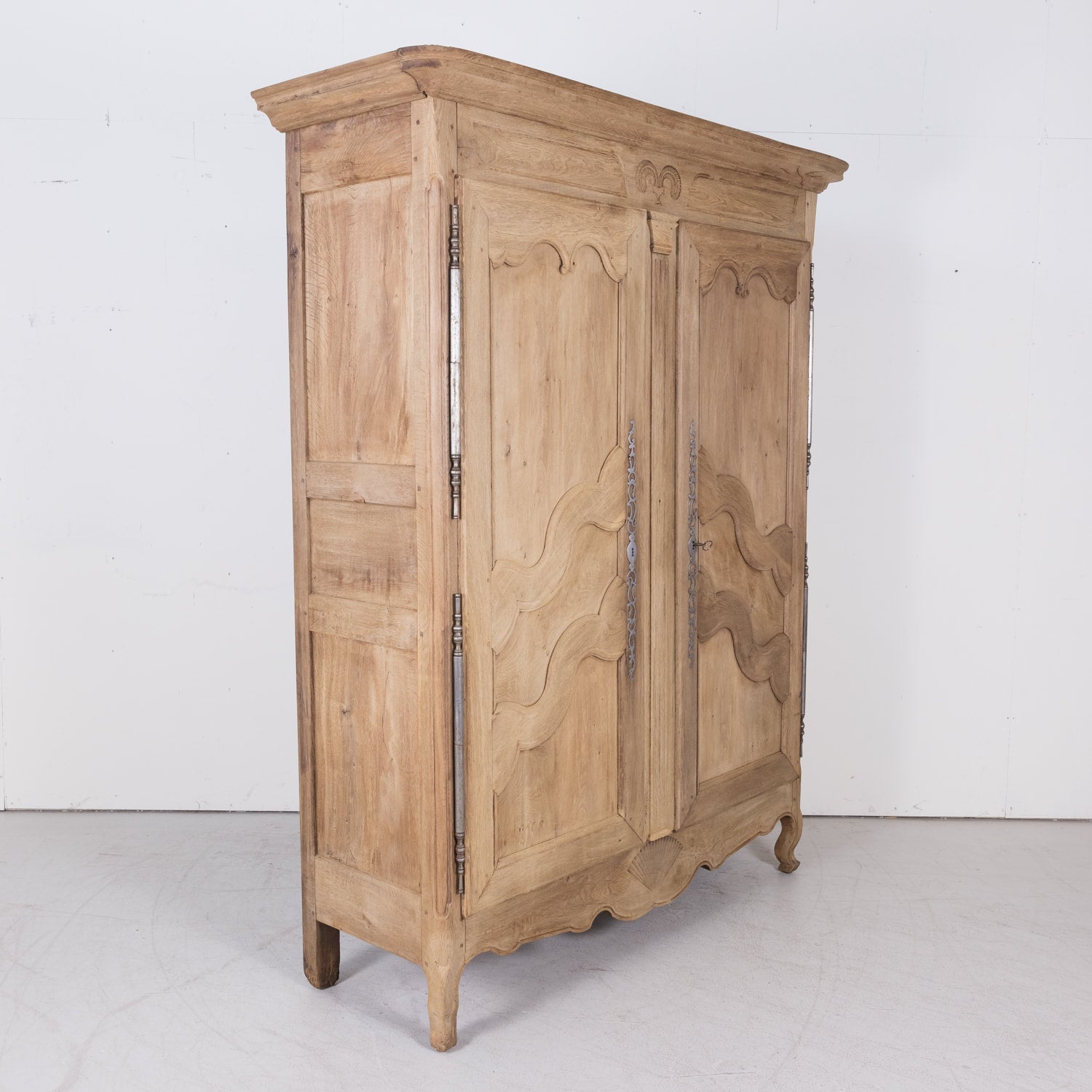 18th Century Louis XV Period French Provincial Bleached Armoire