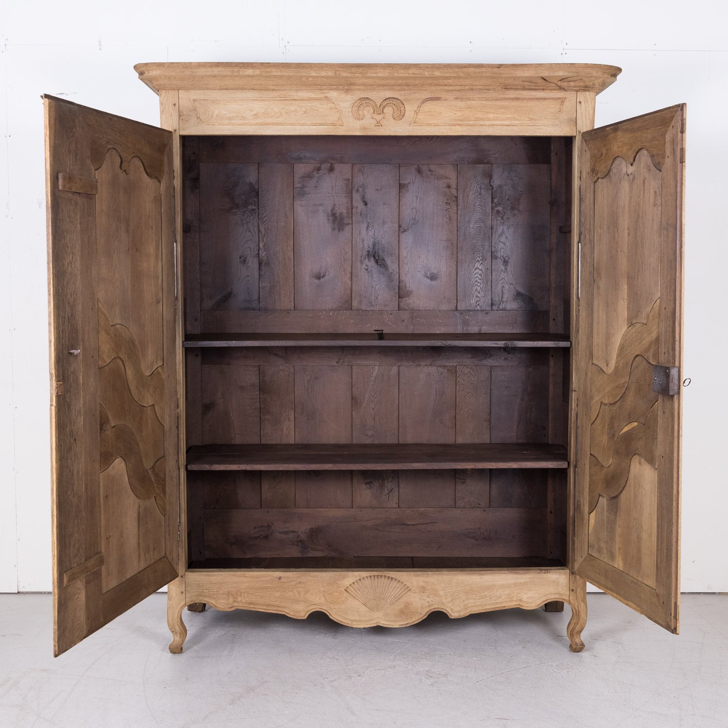 18th Century Louis XV Period French Provincial Bleached Armoire