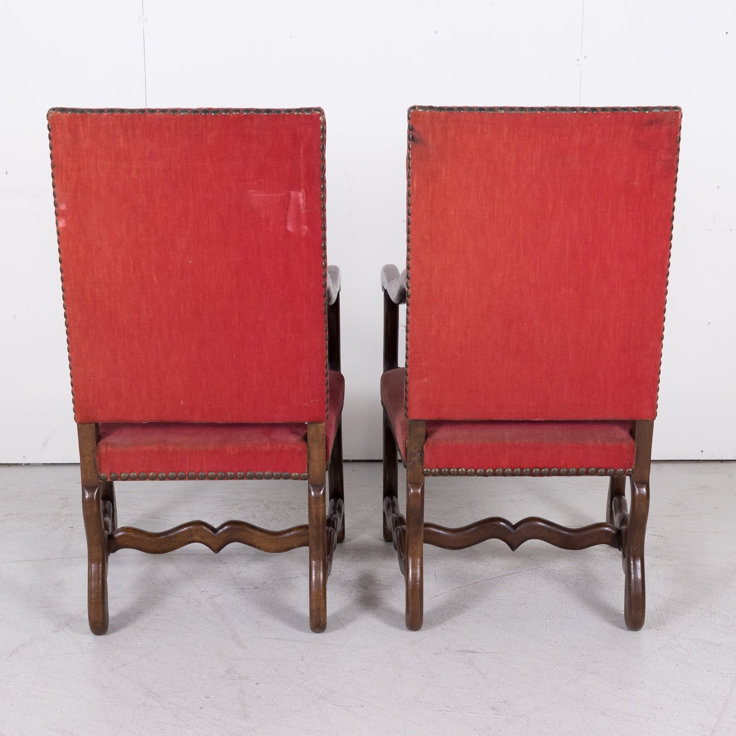 Pair of 19th Century Louis XIII Arm Chairs Os de Mouton from Lyon