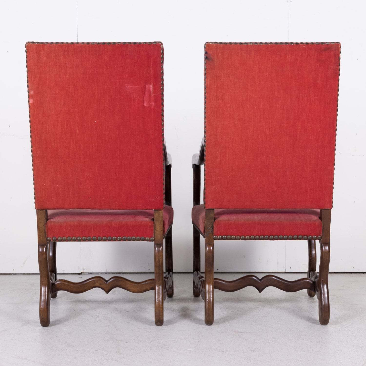 Pair of 19th Century Louis XIII Arm Chairs Os de Mouton from Lyon