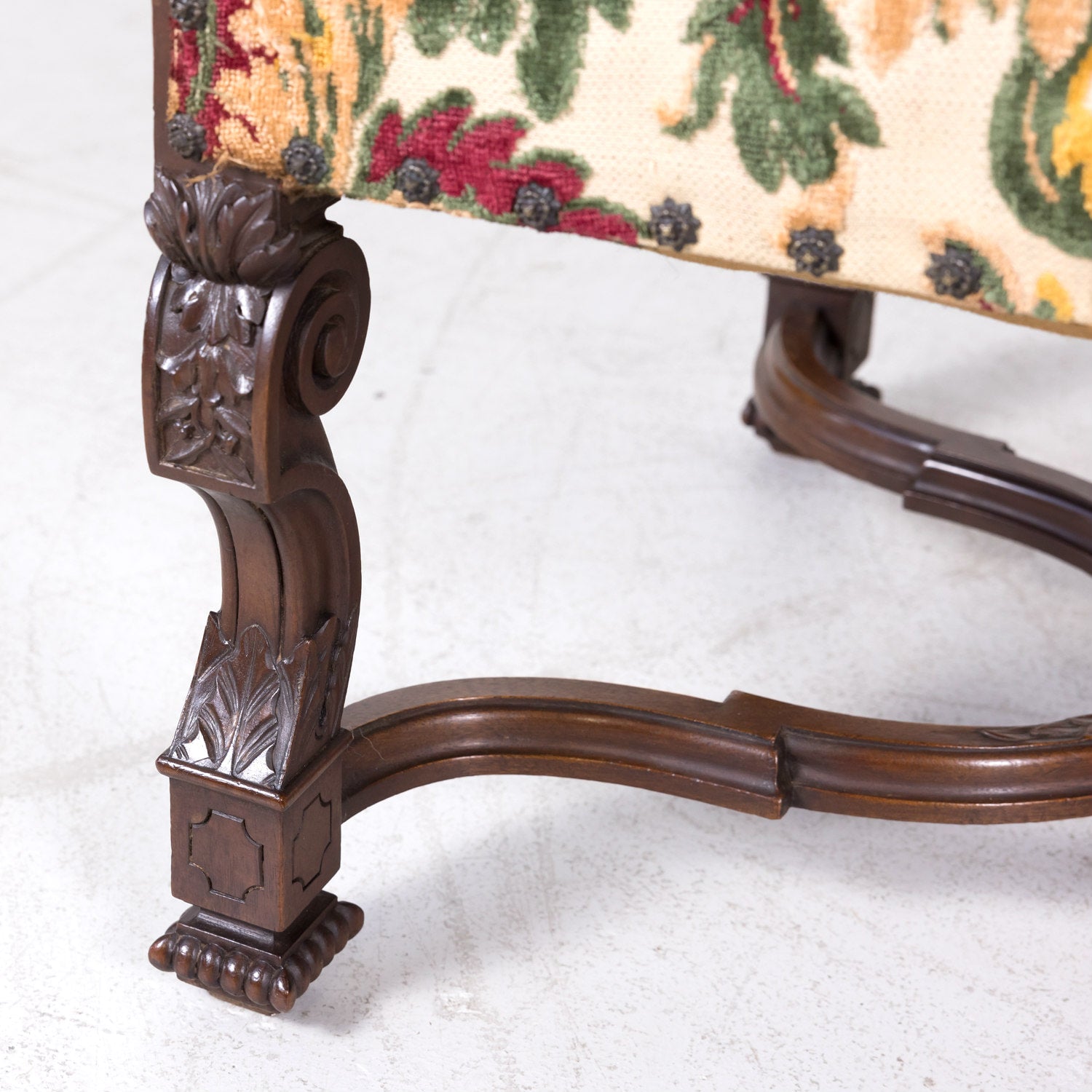 Pair of 19th Century French Louis XIV Style Carved Walnut Fauteuils