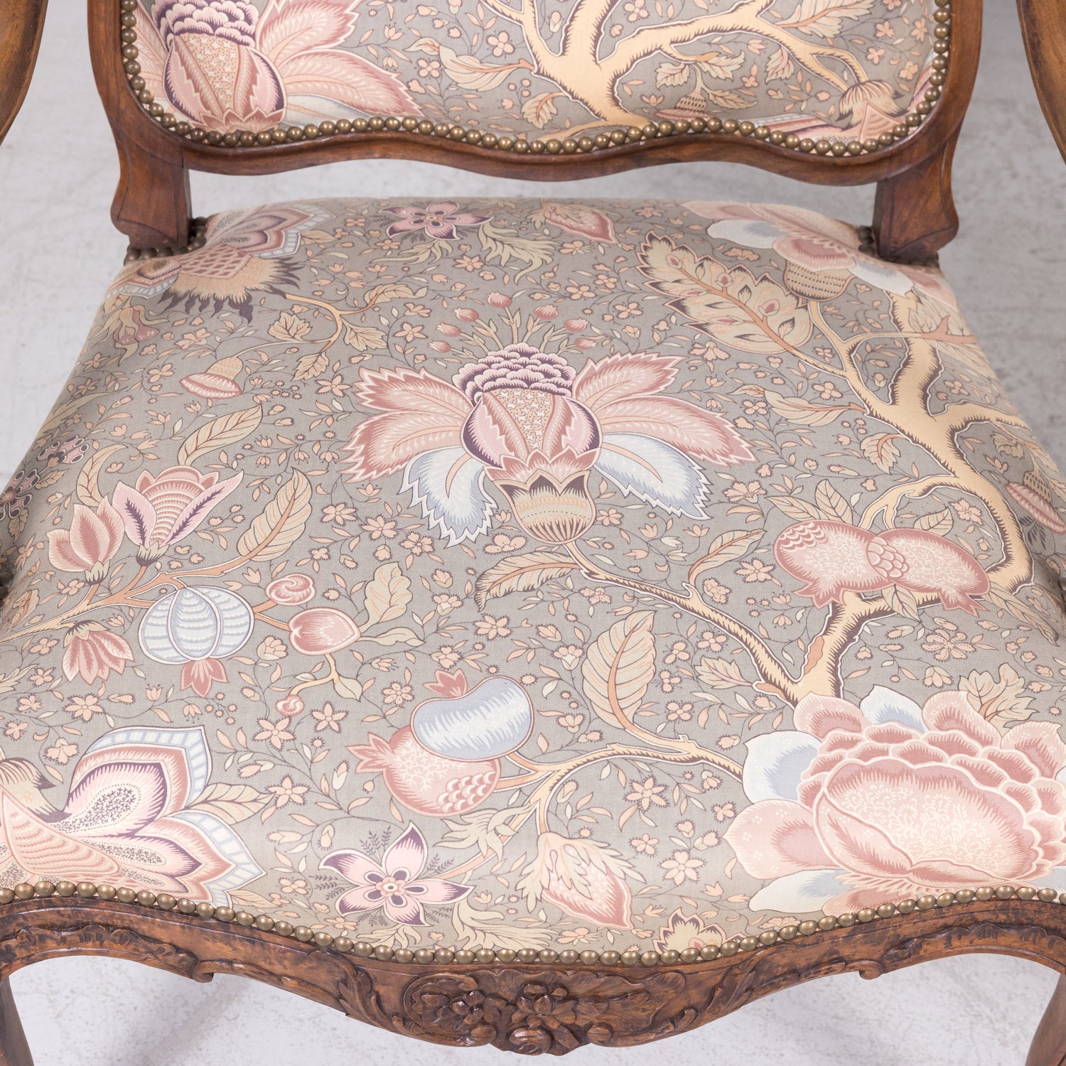 Fine Pair of 18th Century French Louis XV Period Carved Walnut Fauteuils
