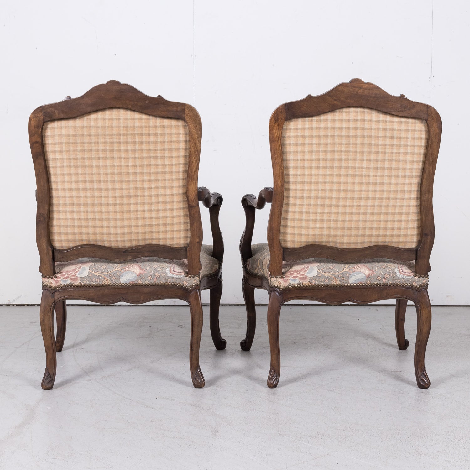 Fine Pair of 18th Century French Louis XV Period Carved Walnut Fauteuils