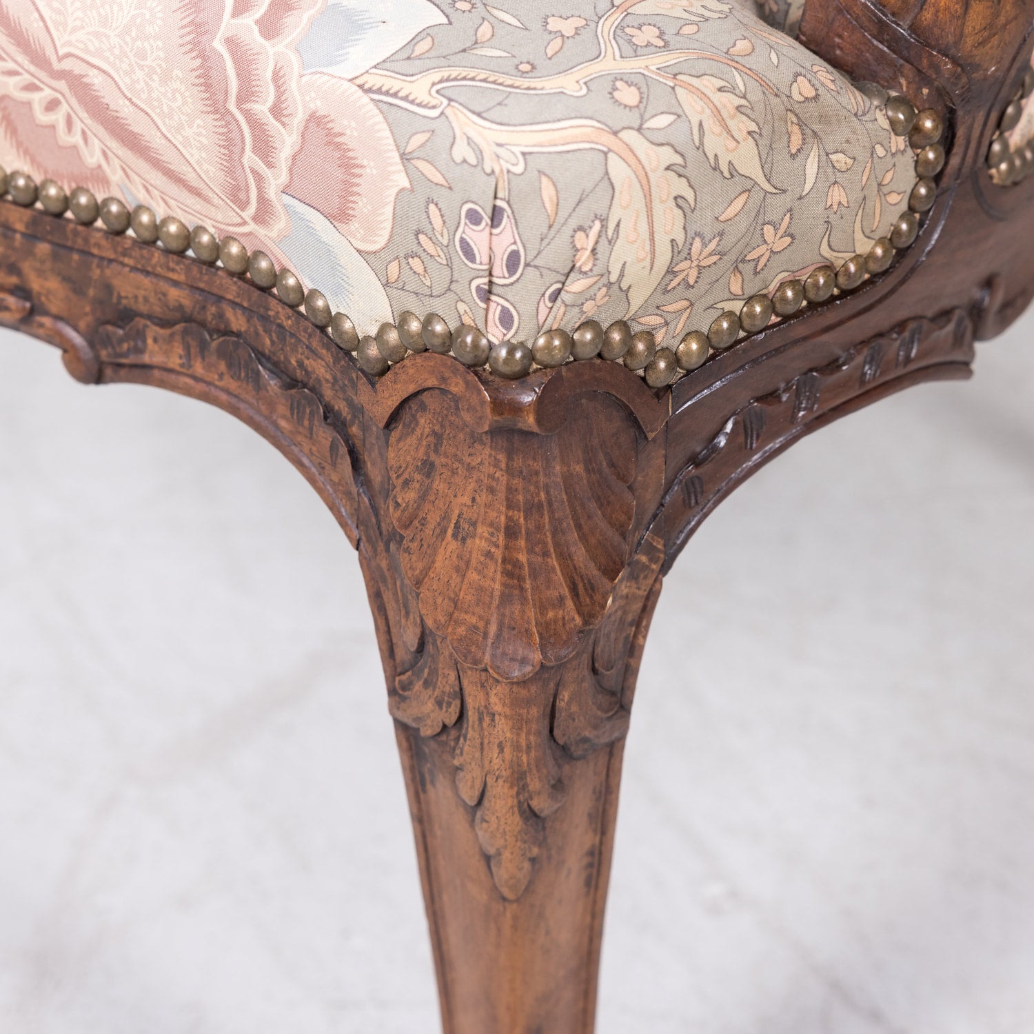 Fine Pair of 18th Century French Louis XV Period Carved Walnut Fauteuils