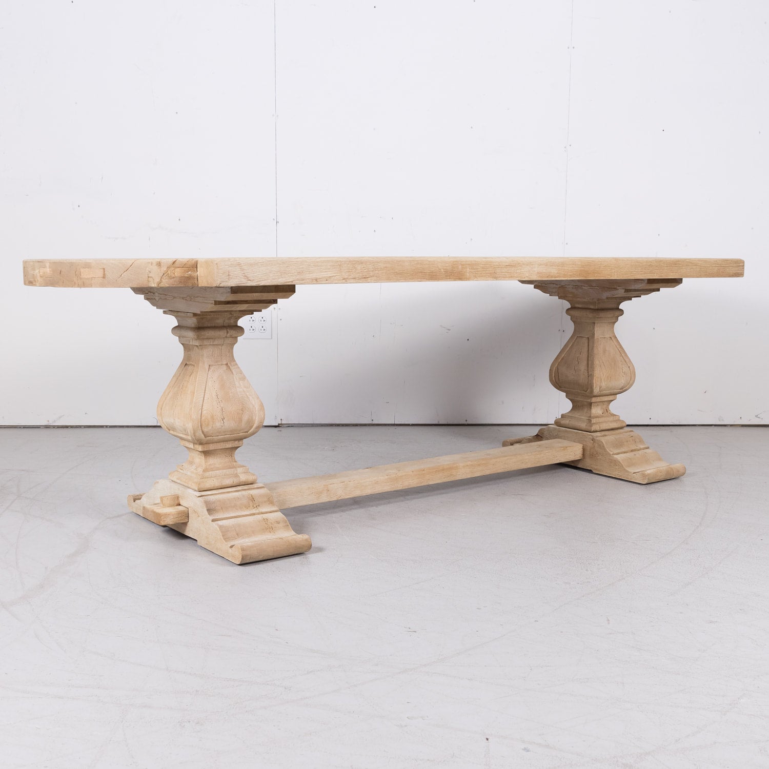 Early 20th Century French Bleached Oak Monastery Trestle Table