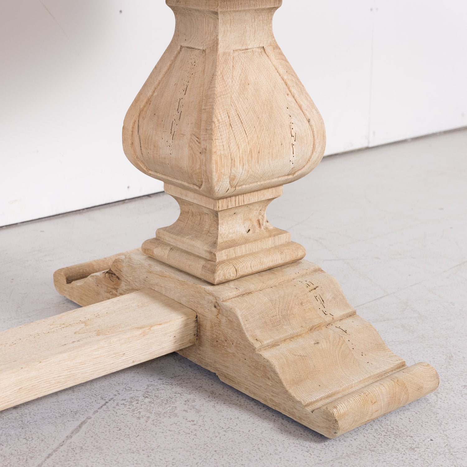 Early 20th Century French Bleached Oak Monastery Trestle Table