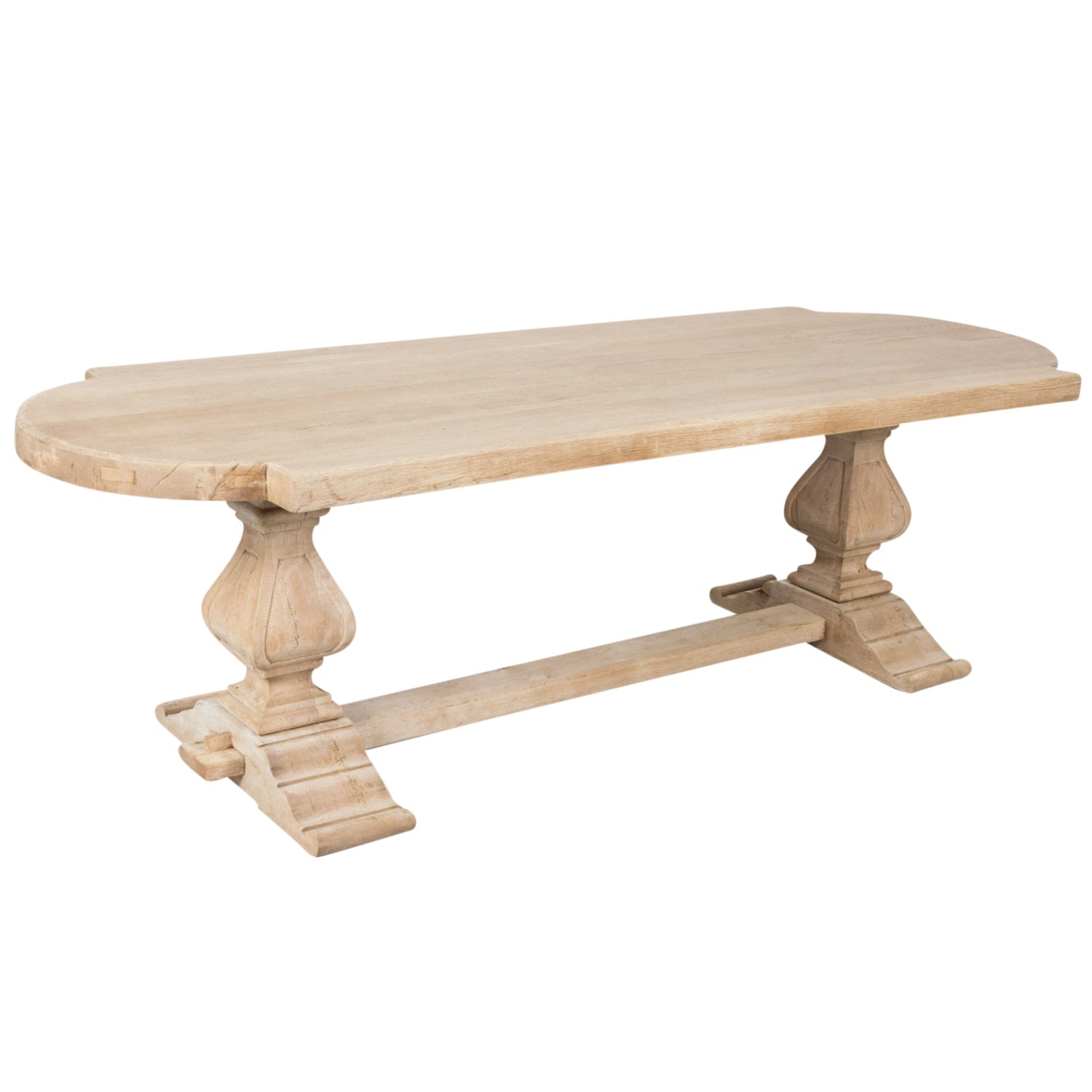 Early 20th Century French Bleached Oak Monastery Trestle Table