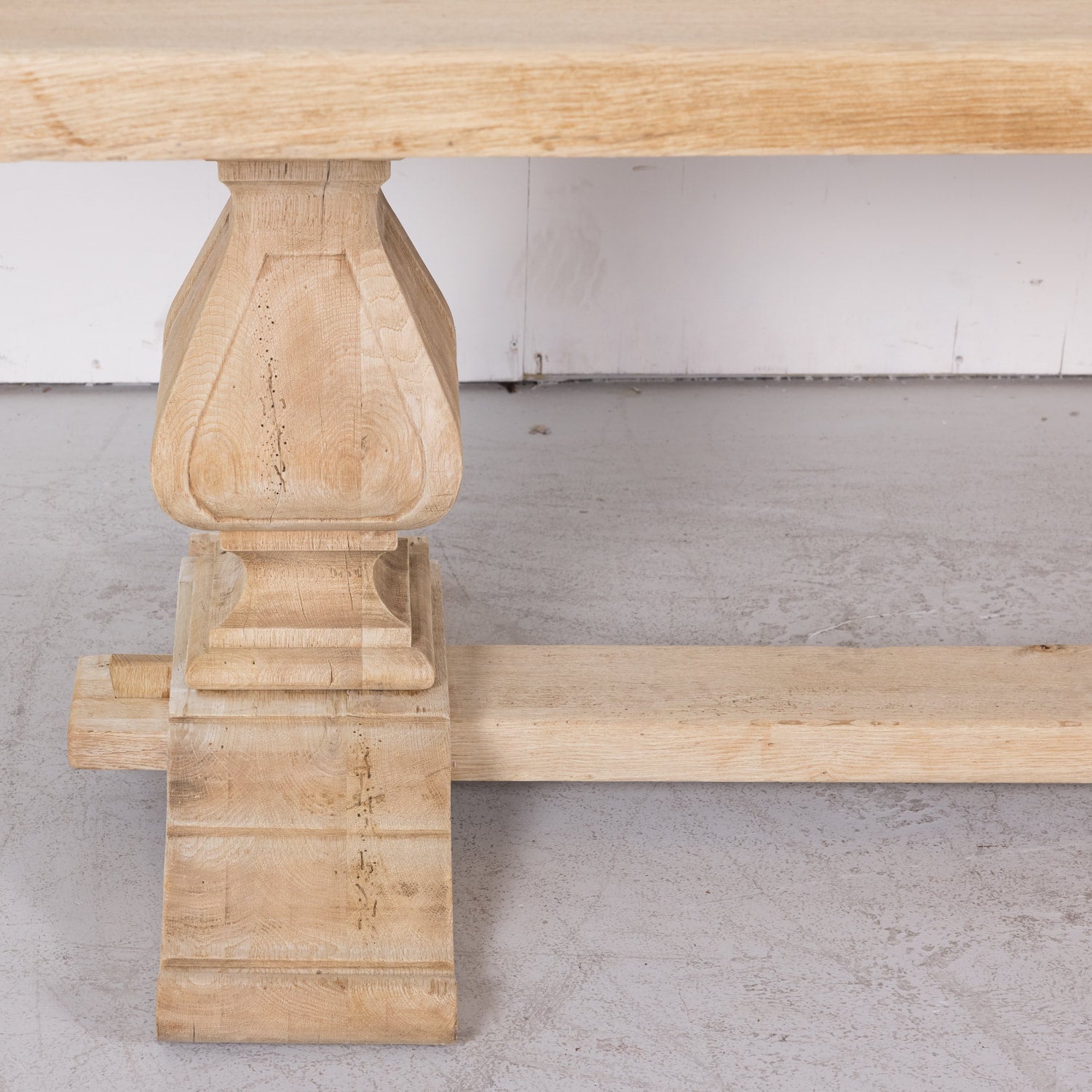 Early 20th Century French Bleached Oak Monastery Trestle Table
