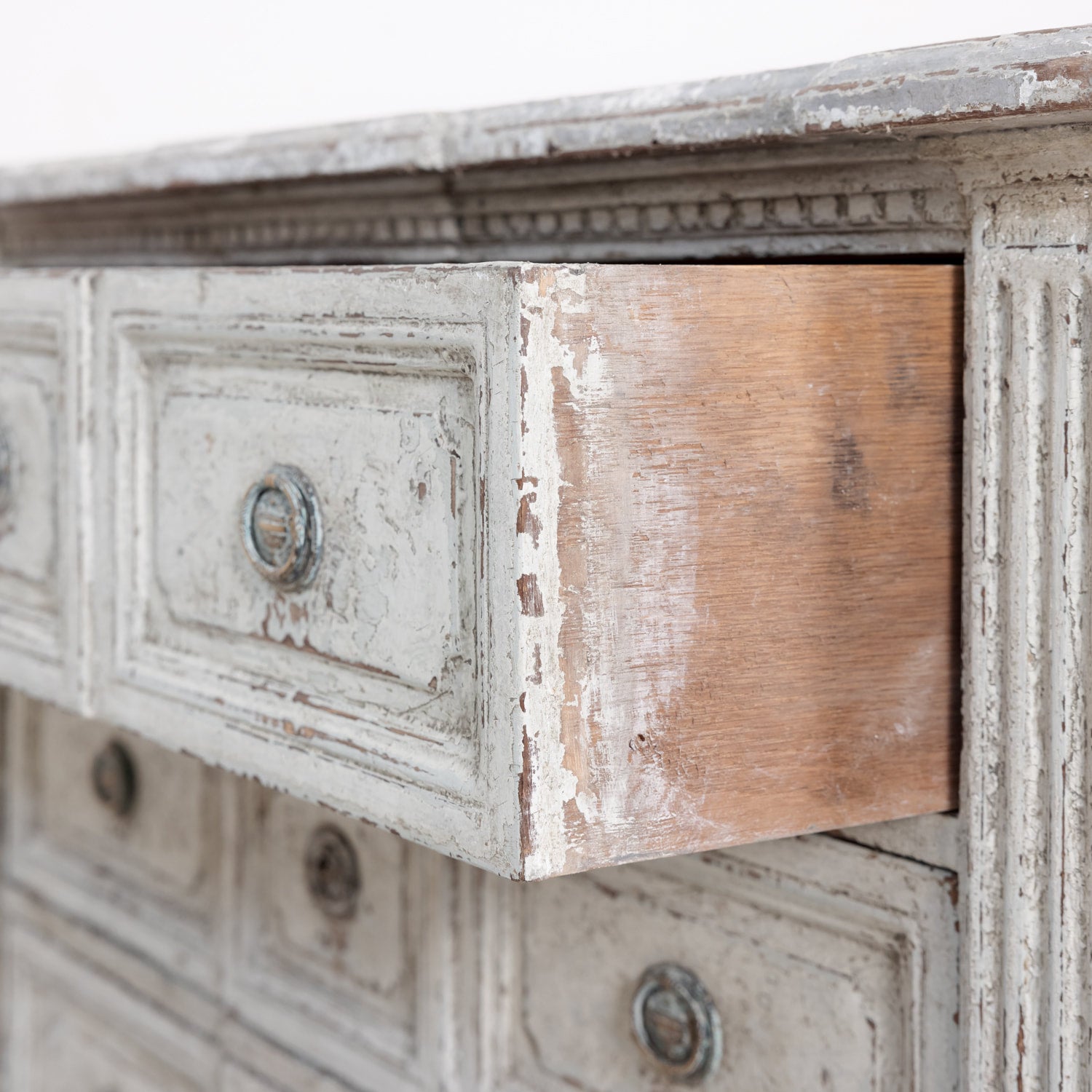 Pair of 18th Century French Louis XVI Period Painted Commodes with Faux Marble Tops