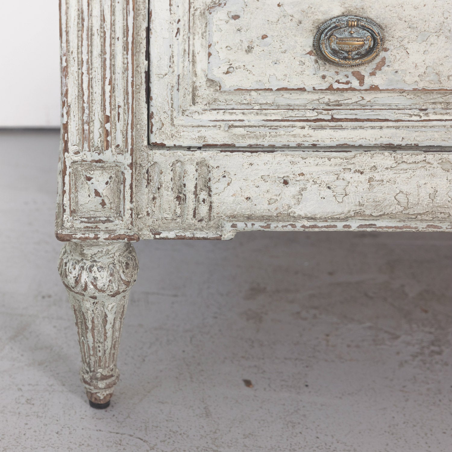 Pair of 18th Century French Louis XVI Period Painted Commodes with Faux Marble Tops