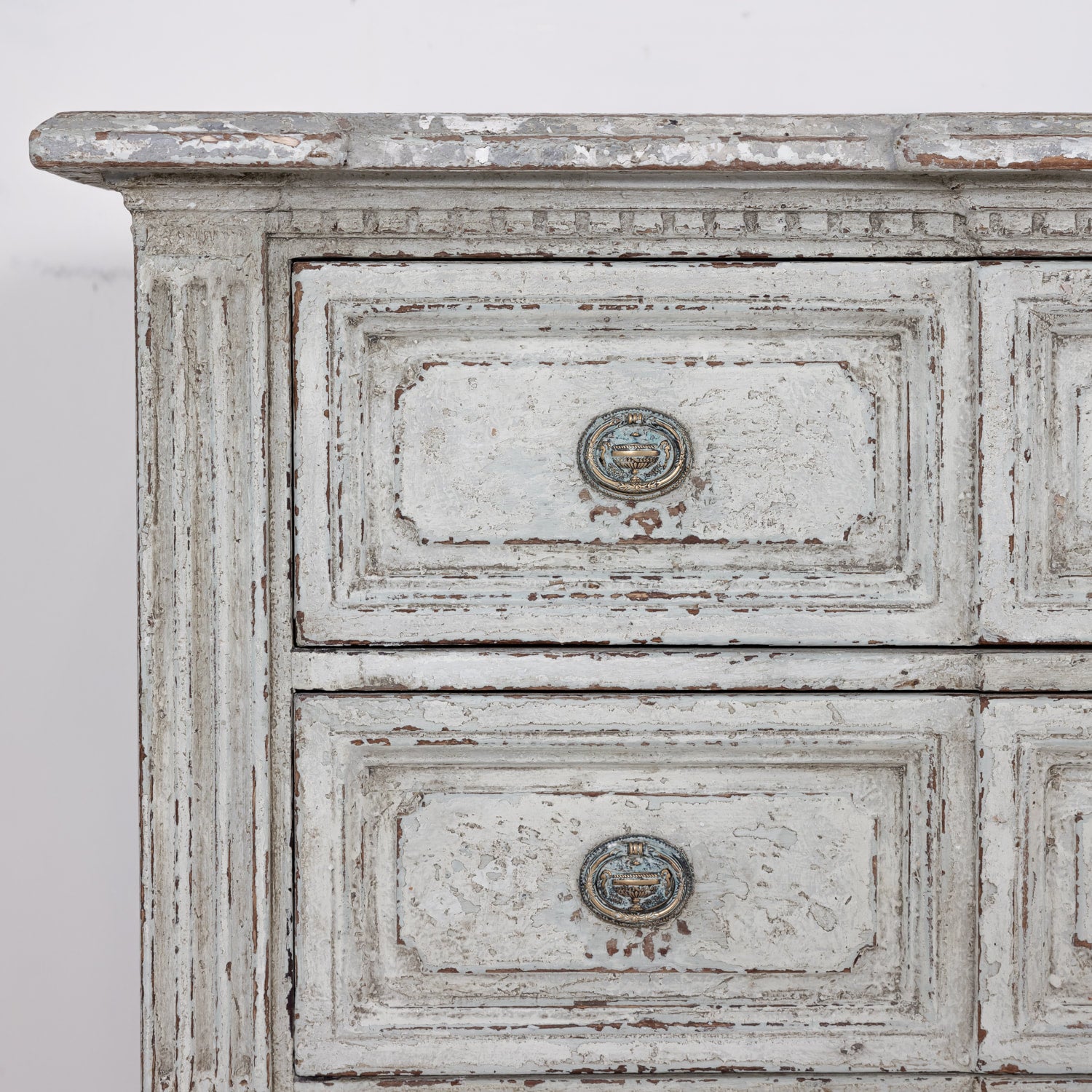 Pair of 18th Century French Louis XVI Period Painted Commodes with Faux Marble Tops