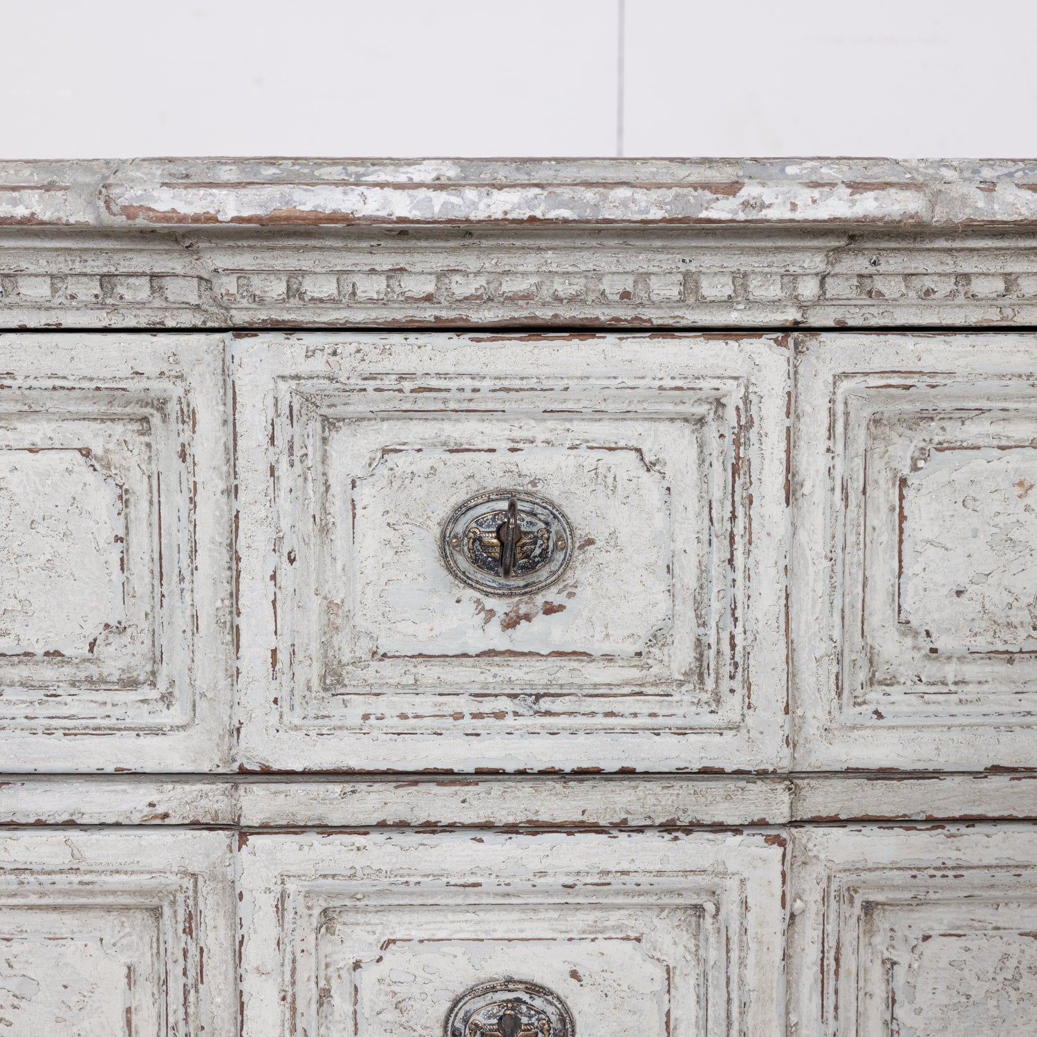 Pair of 18th Century French Louis XVI Period Painted Commodes with Faux Marble Tops