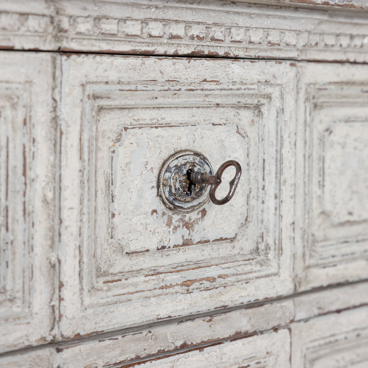 Pair of 18th Century French Louis XVI Period Painted Commodes with Faux Marble Tops