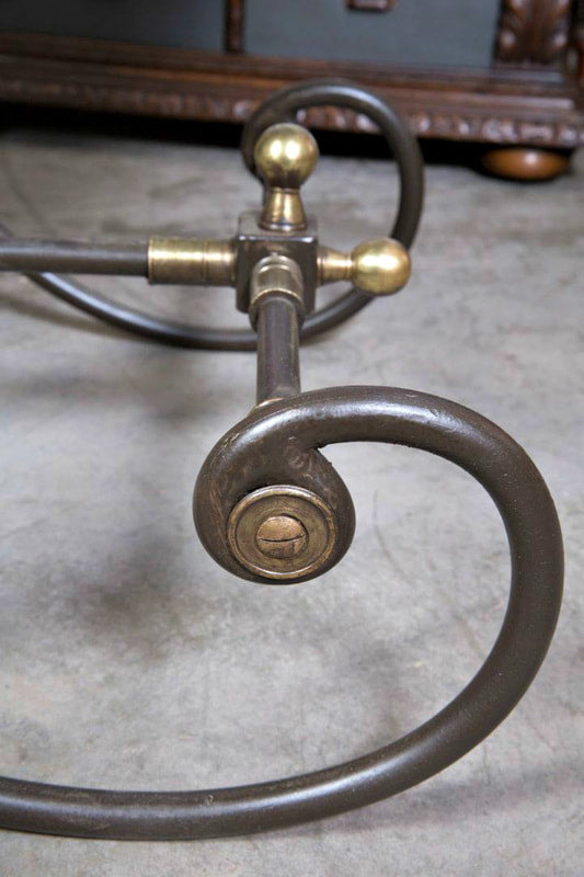 Small French Iron Butcher or Pastry Table with Marble Top