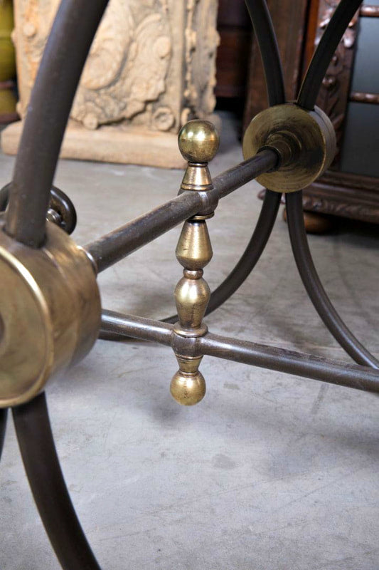 Small French Iron Butcher or Pastry Table with Marble Top