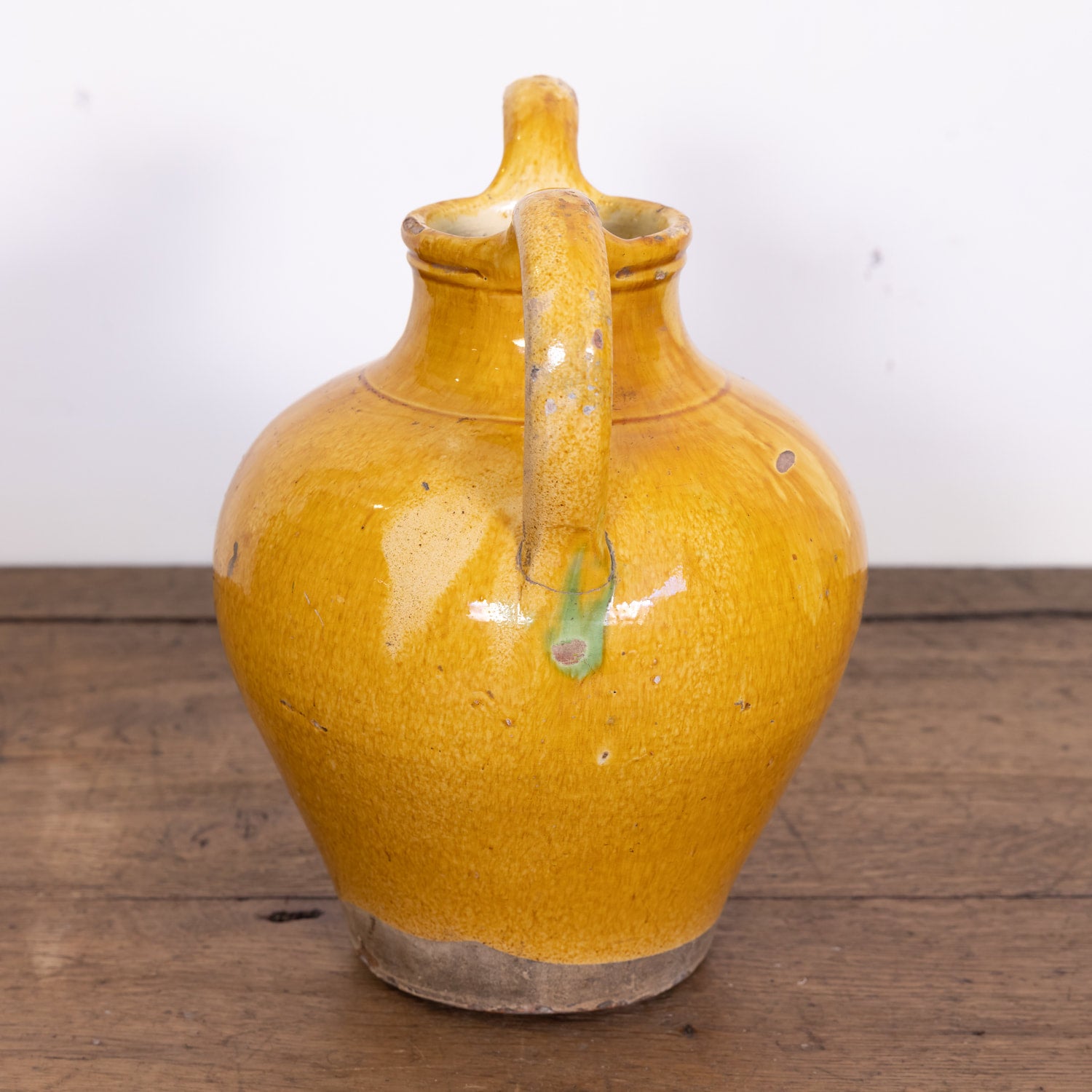 Large 19th Century French Cruche Orjol or Water Jug with Yellow Glaze