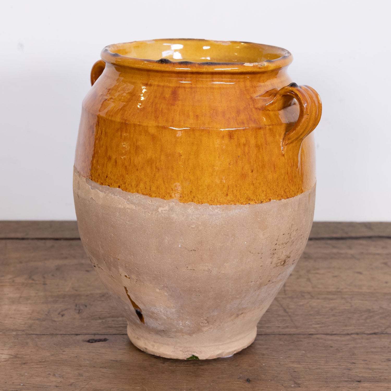 Large 19th Century French Pot de Confit or Confit Pot with Yellow Ochre Glaze