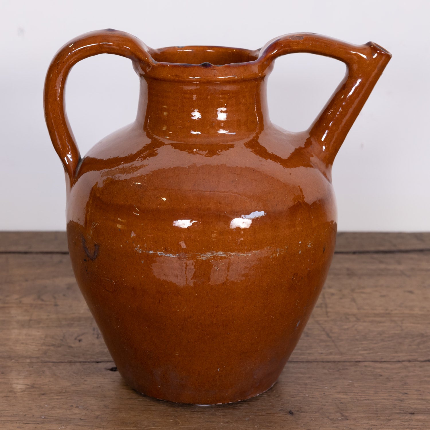 Antique 19th Century French Cruche Orjol or Water Jug with Brown or Caramel Glaze