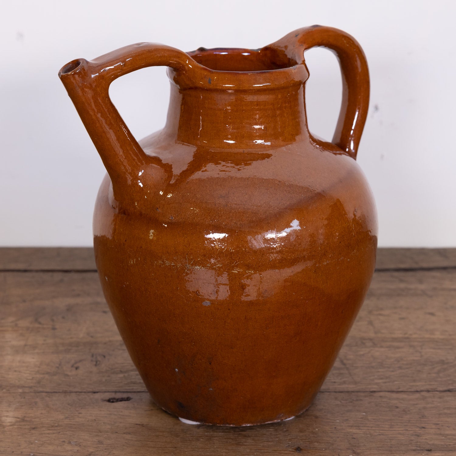 Antique 19th Century French Cruche Orjol or Water Jug with Brown or Caramel Glaze