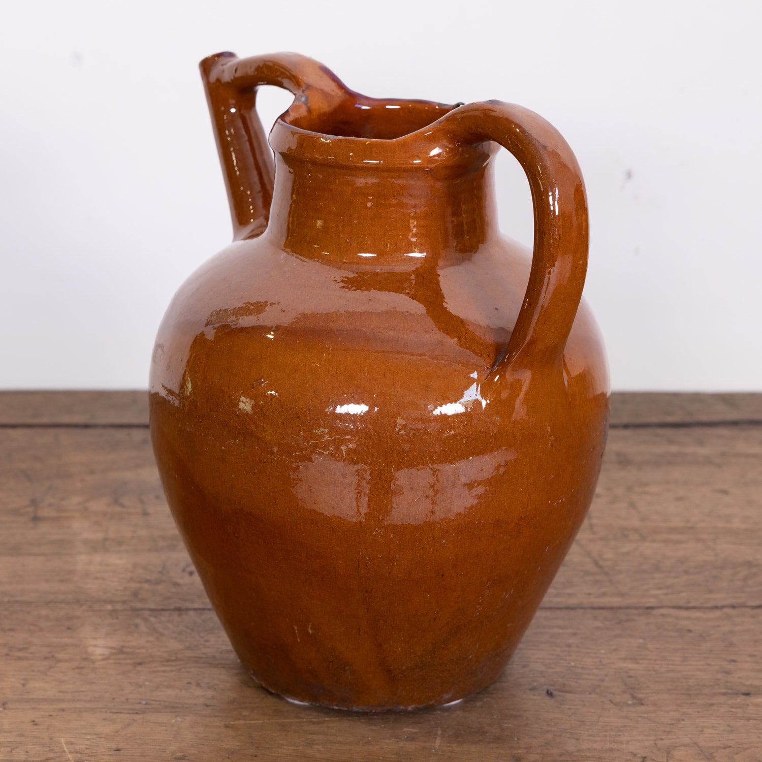 Antique 19th Century French Cruche Orjol or Water Jug with Brown or Caramel Glaze