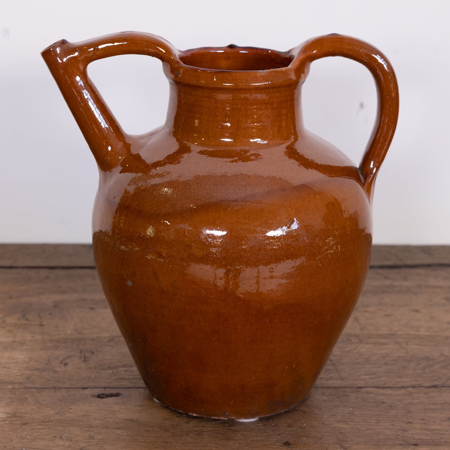 Antique 19th Century French Cruche Orjol or Water Jug with Brown or Caramel Glaze