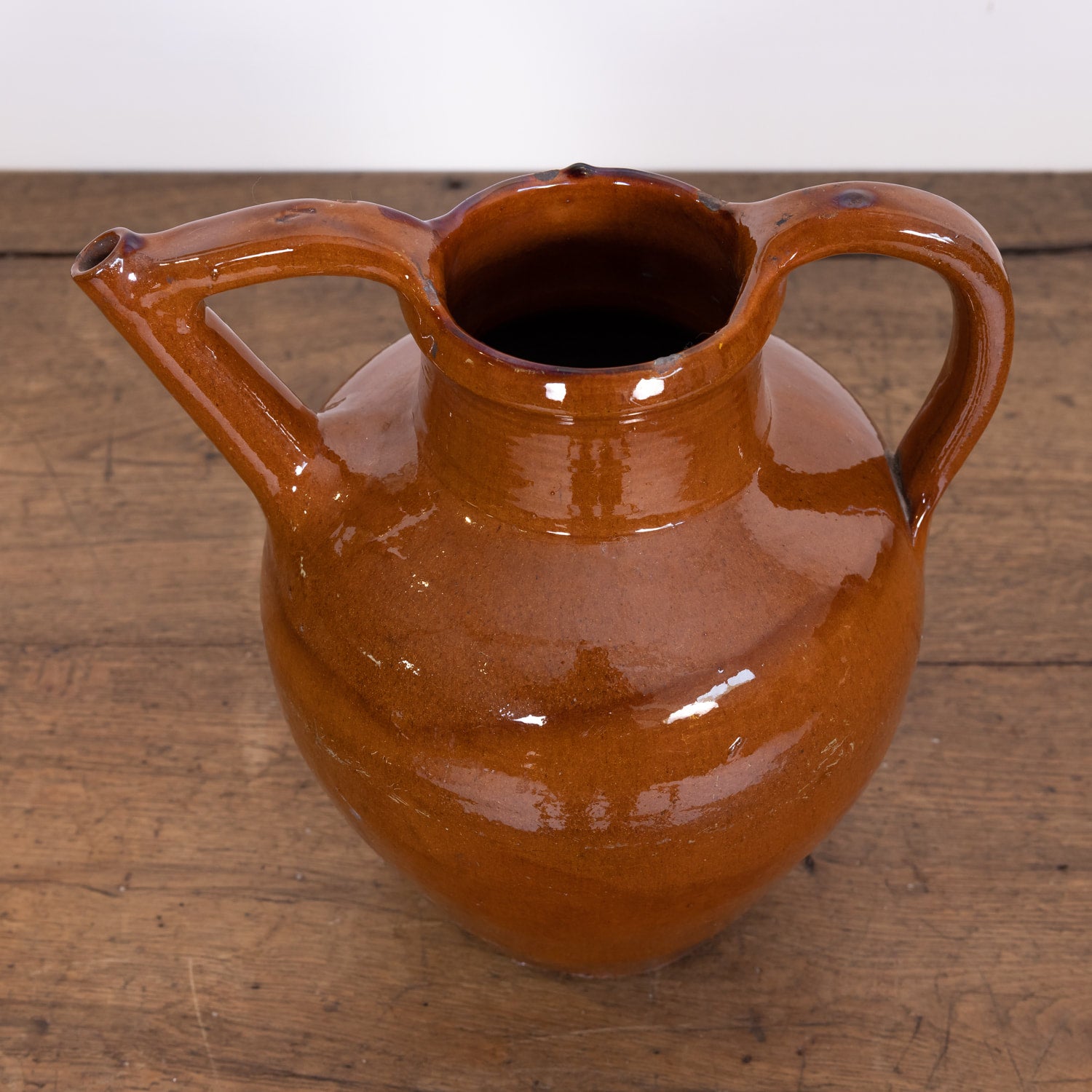 Antique 19th Century French Cruche Orjol or Water Jug with Brown or Caramel Glaze