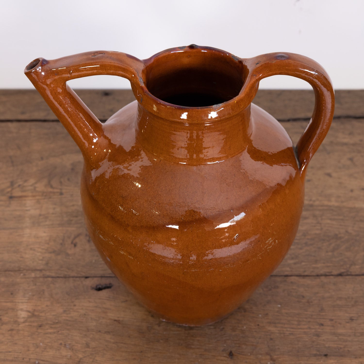 Antique 19th Century French Cruche Orjol or Water Jug with Brown or Caramel Glaze