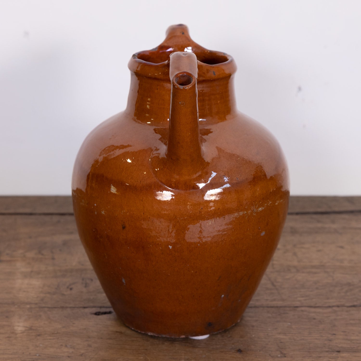 Antique 19th Century French Cruche Orjol or Water Jug with Brown or Caramel Glaze