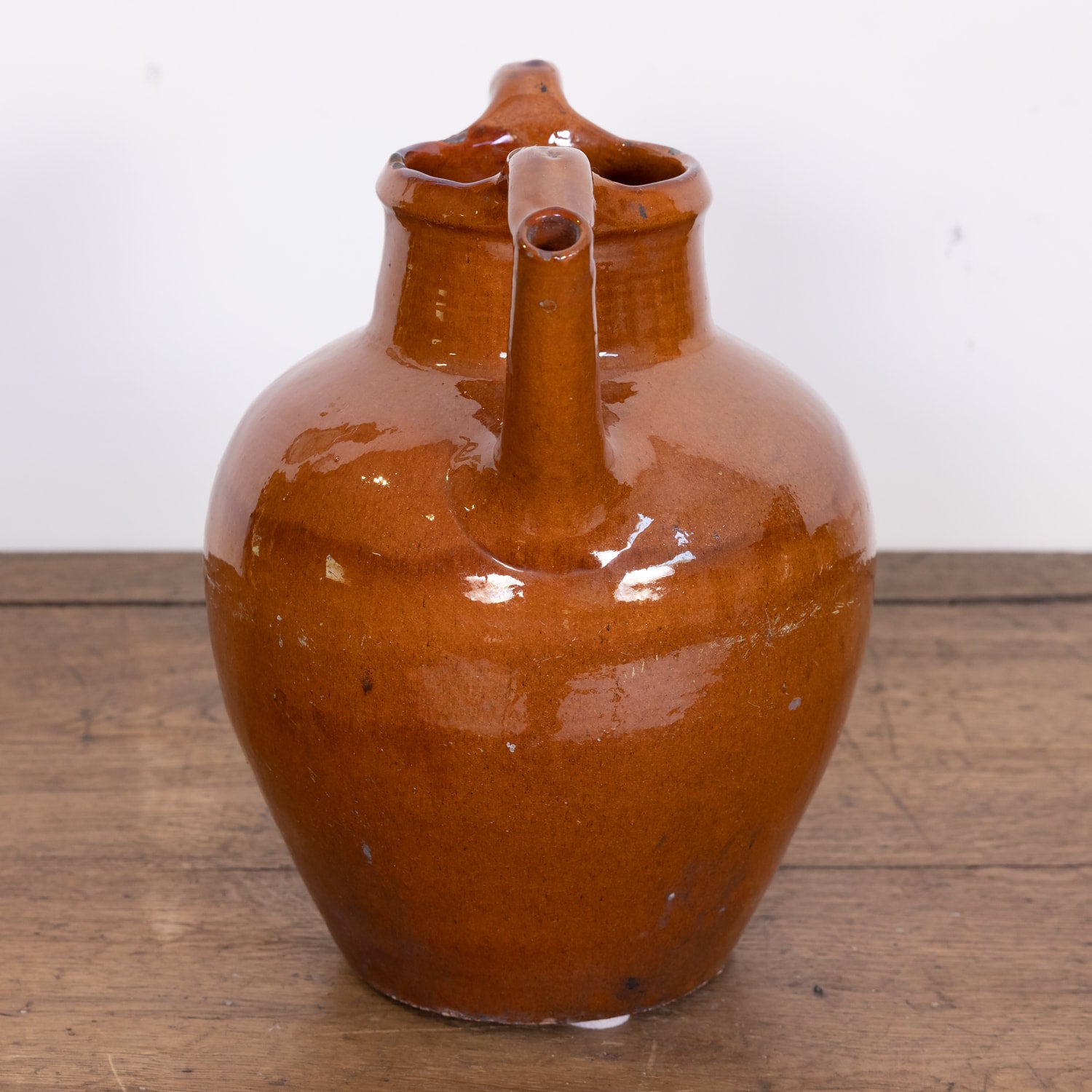 Antique 19th Century French Cruche Orjol or Water Jug with Brown or Caramel Glaze