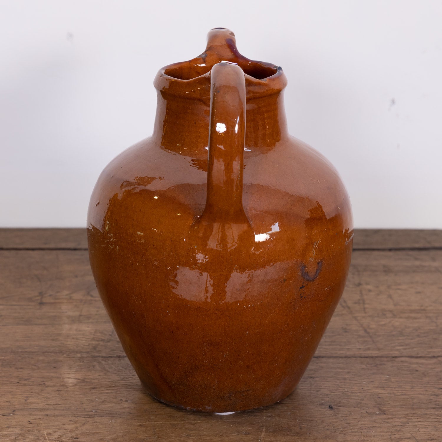 Antique 19th Century French Cruche Orjol or Water Jug with Brown or Caramel Glaze