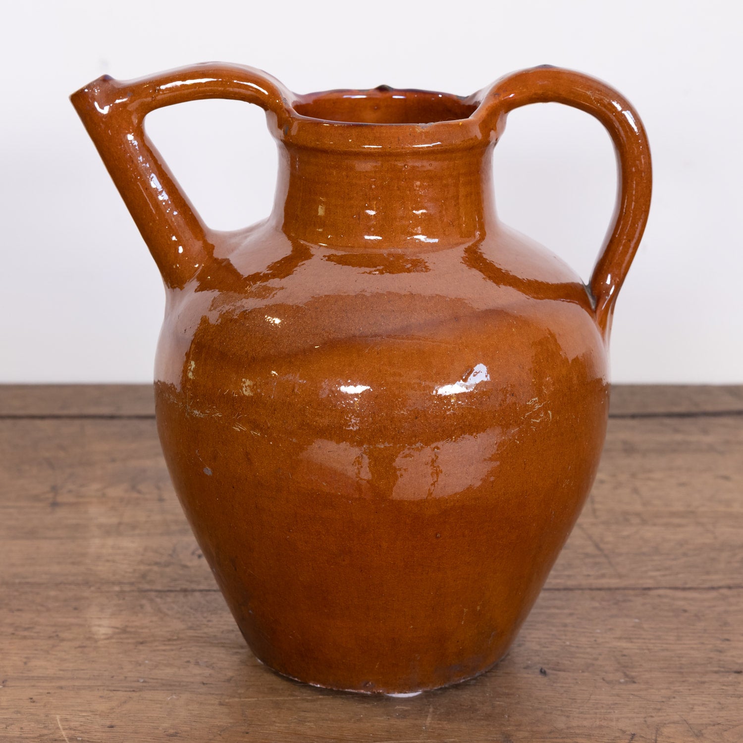Antique 19th Century French Cruche Orjol or Water Jug with Brown or Caramel Glaze