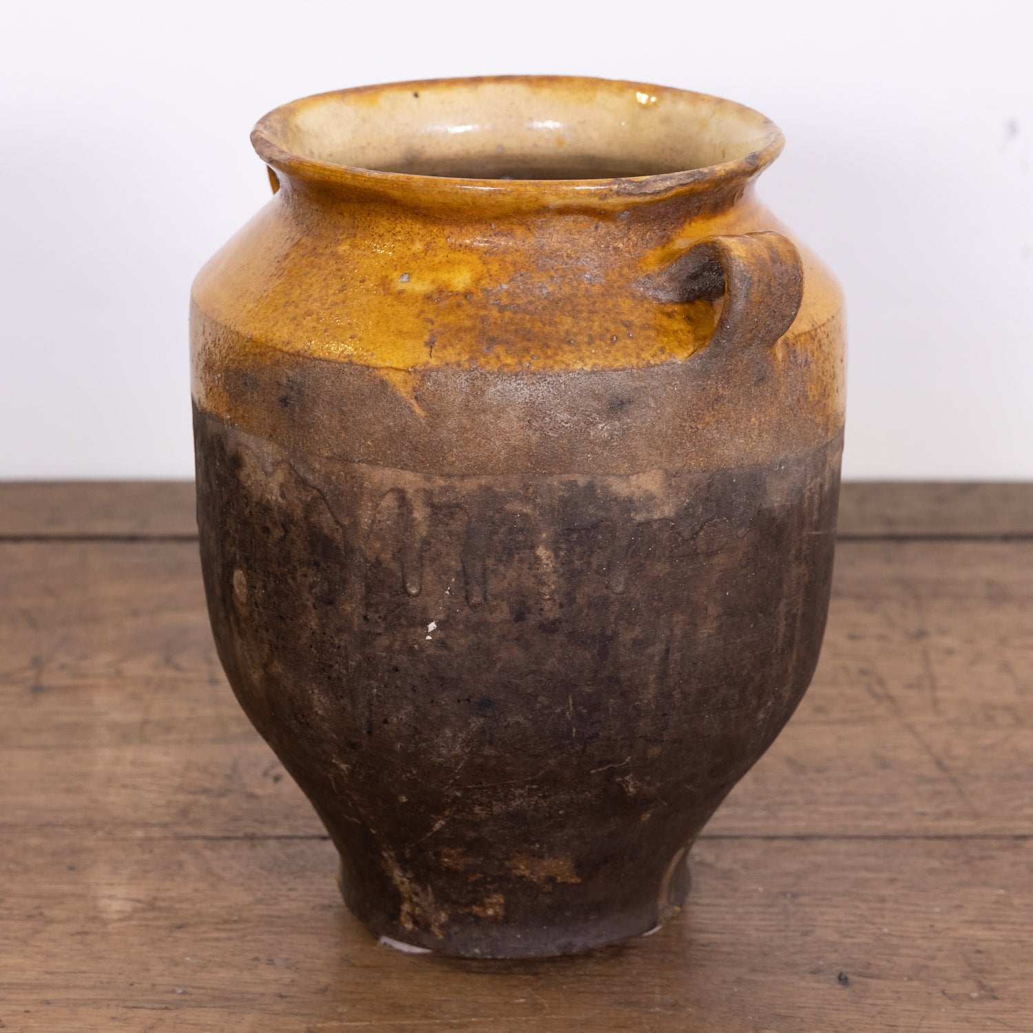 Large 19th Century French Pot de Confit or Confit Pot with Yellow Ochre Glaze