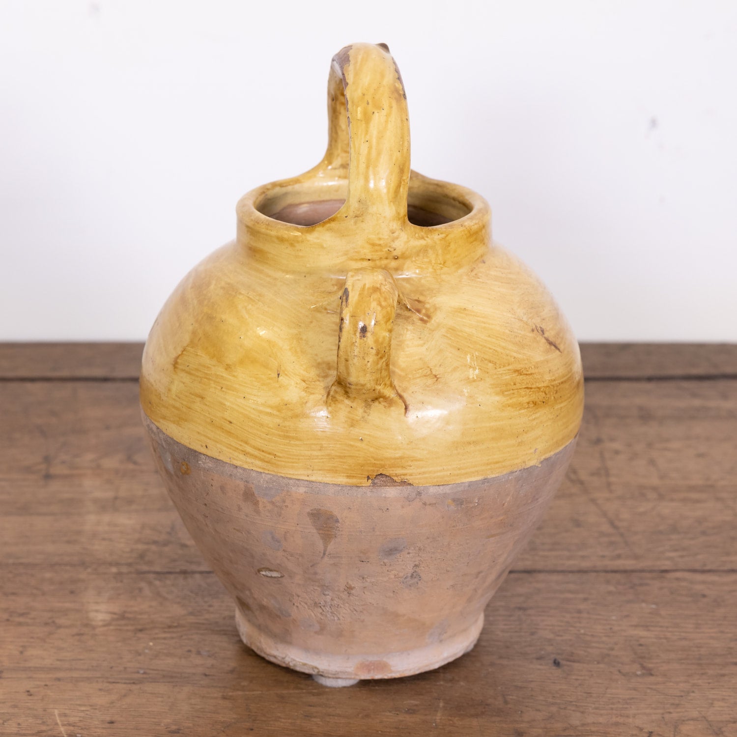 Antique French Cruche or Water Pitcher with Yellow Glaze