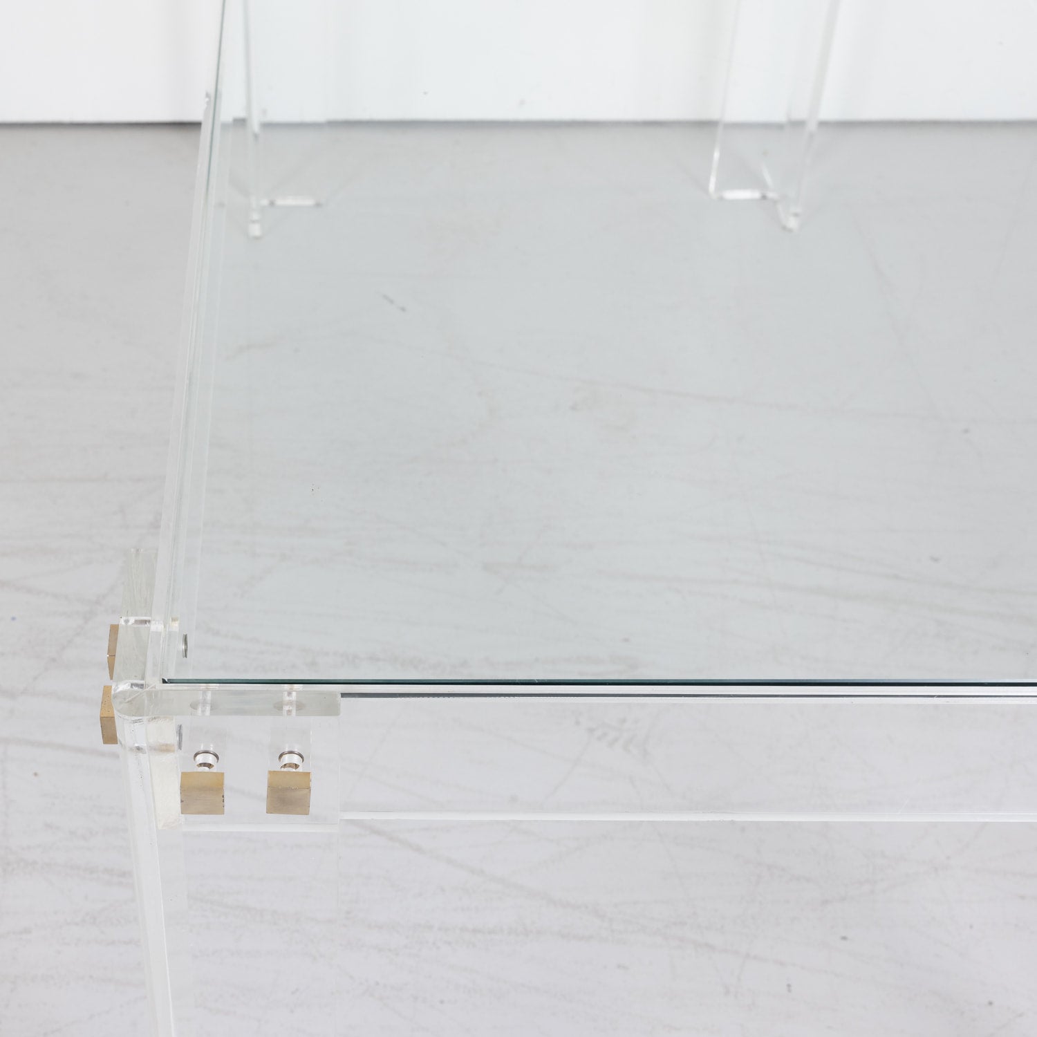 Vintage 1970s French Acrylic and Glass Top Desk or Console Table