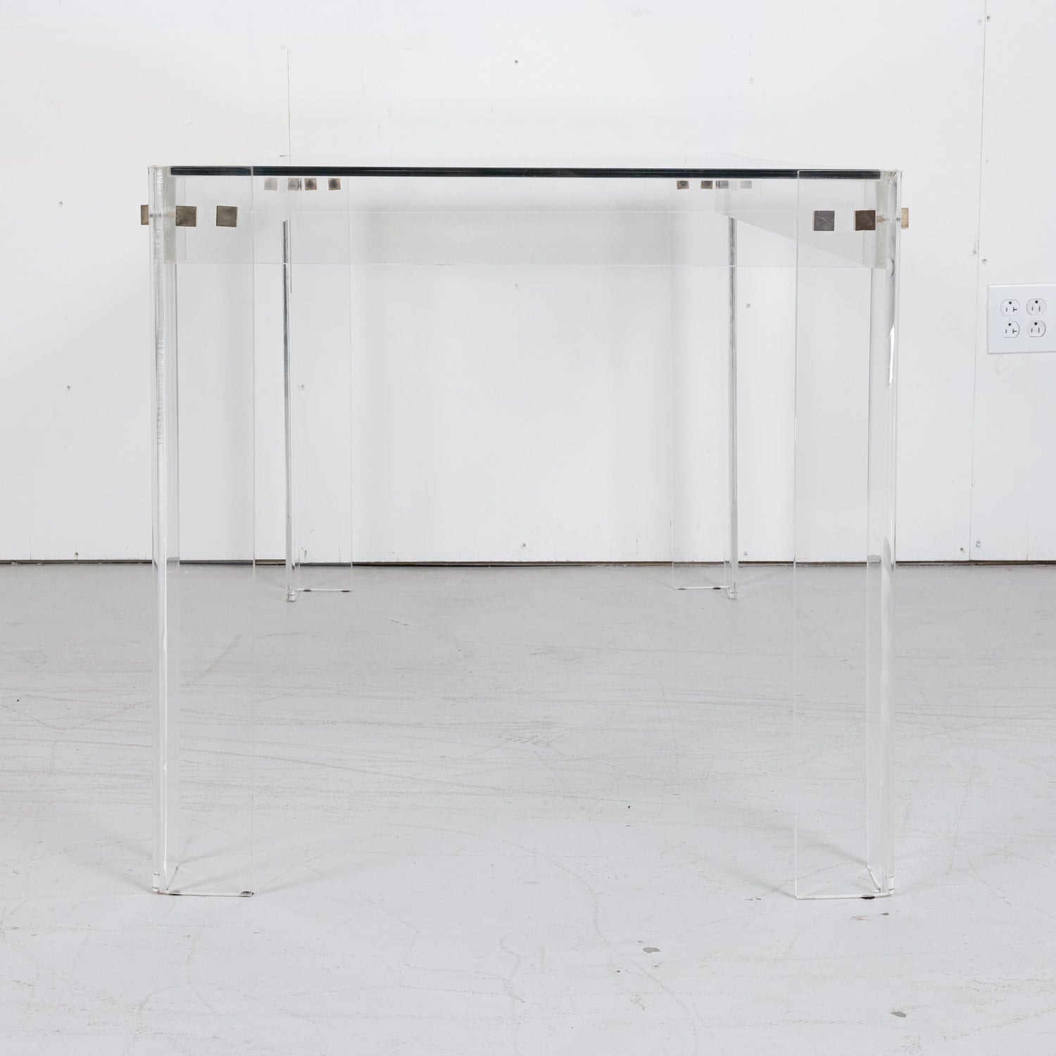 Vintage 1970s French Acrylic and Glass Top Desk or Console Table