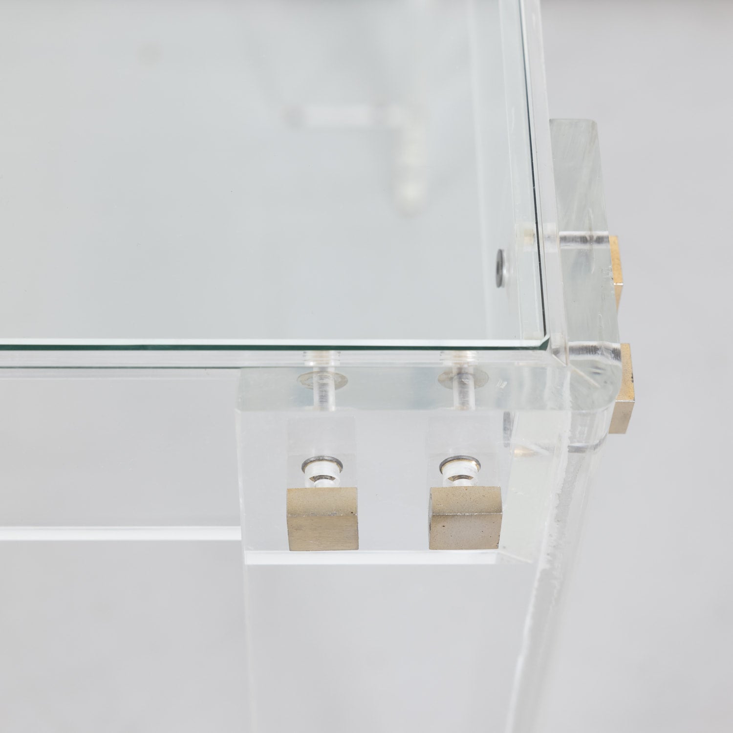 Vintage 1970s French Acrylic and Glass Top Desk or Console Table