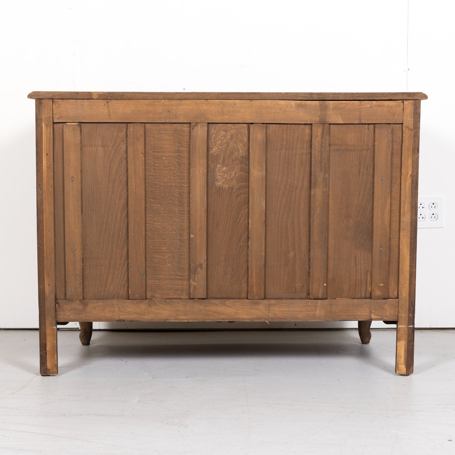 Antique French Country Louis XV Style Carved Bleached Oak Four-Drawer Commode