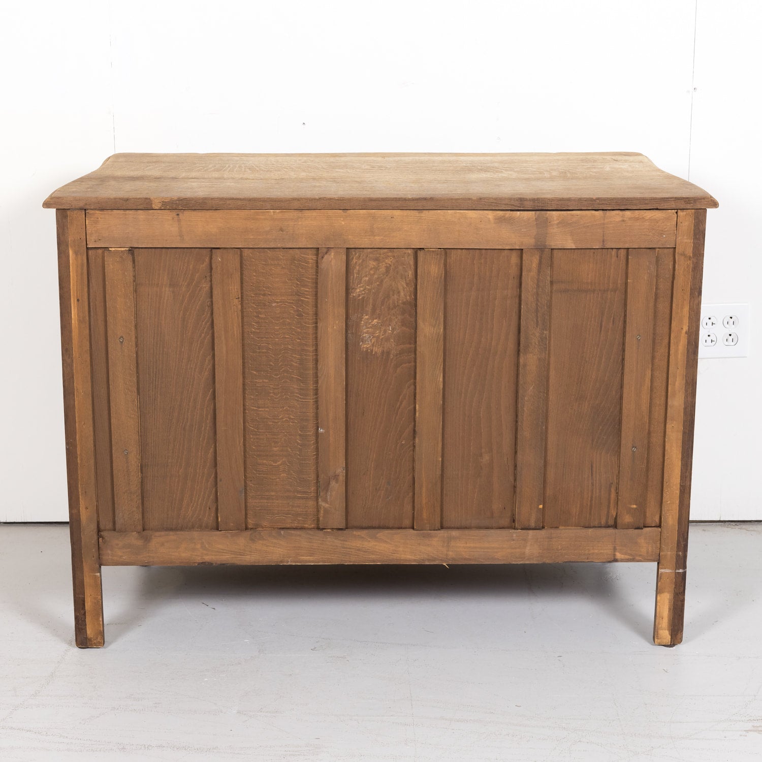 Antique French Country Louis XV Style Carved Bleached Oak Four-Drawer Commode