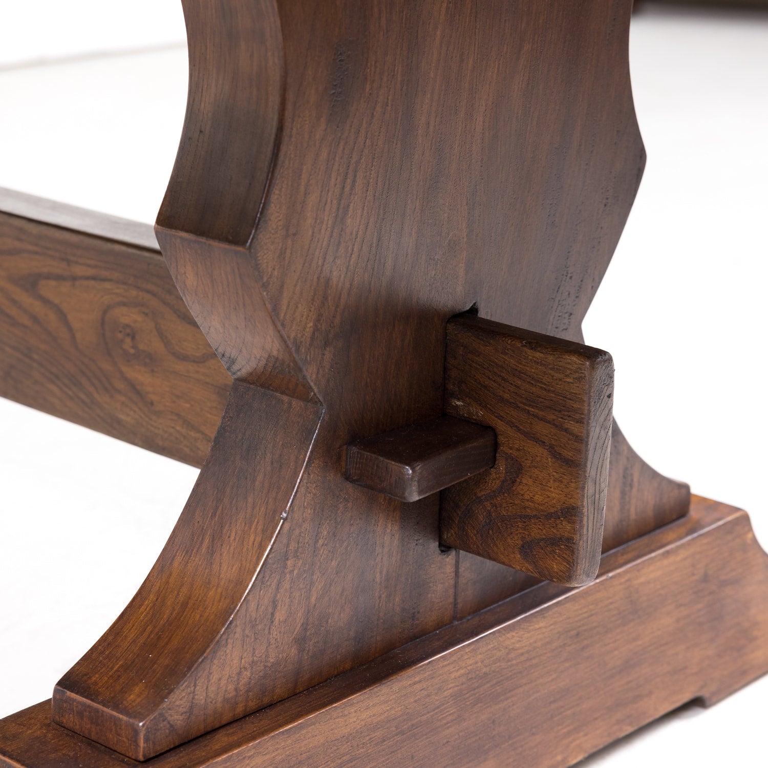 19th Century Antique French Chestnut Trestle Table with Rounded Edges