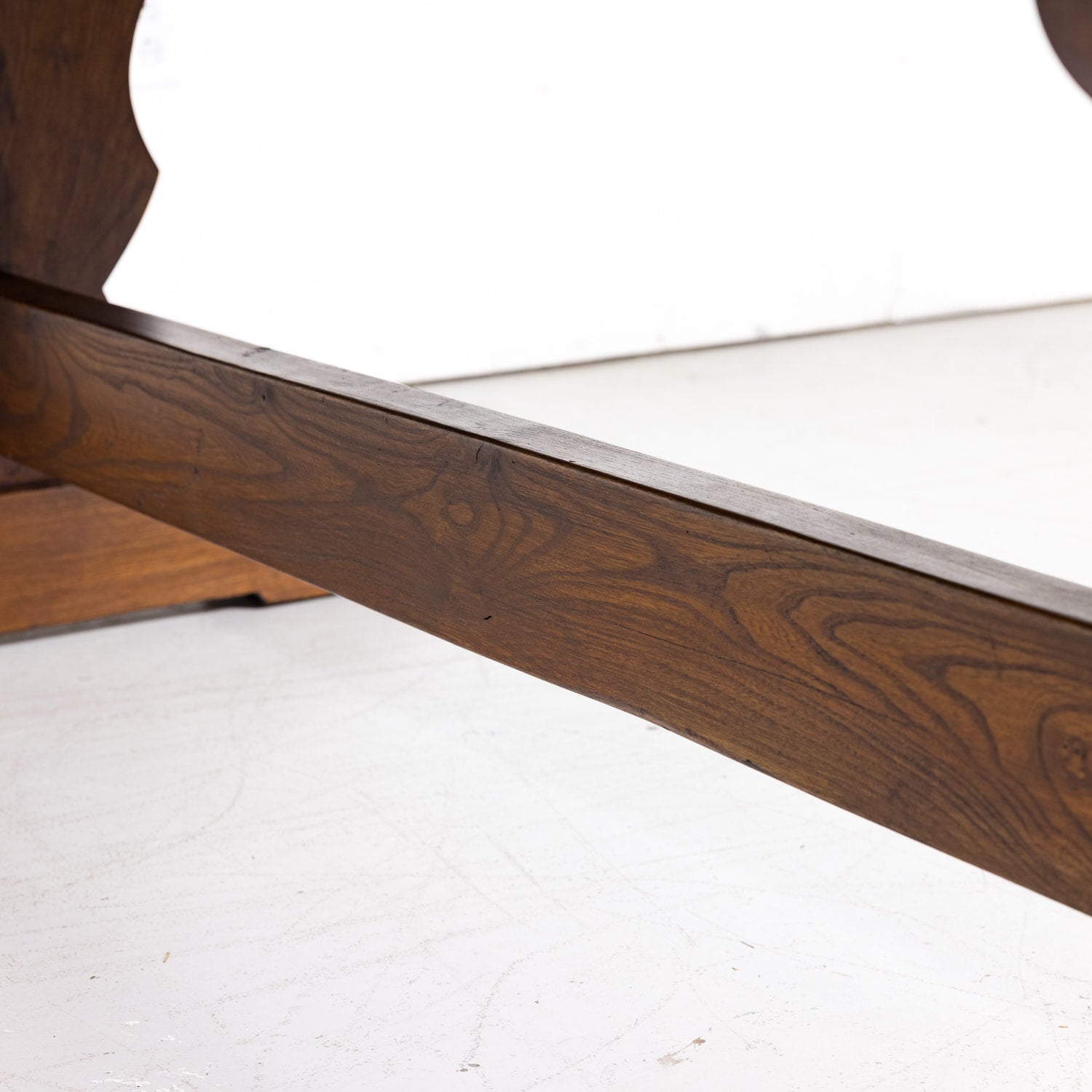 19th Century Antique French Chestnut Trestle Table with Rounded Edges