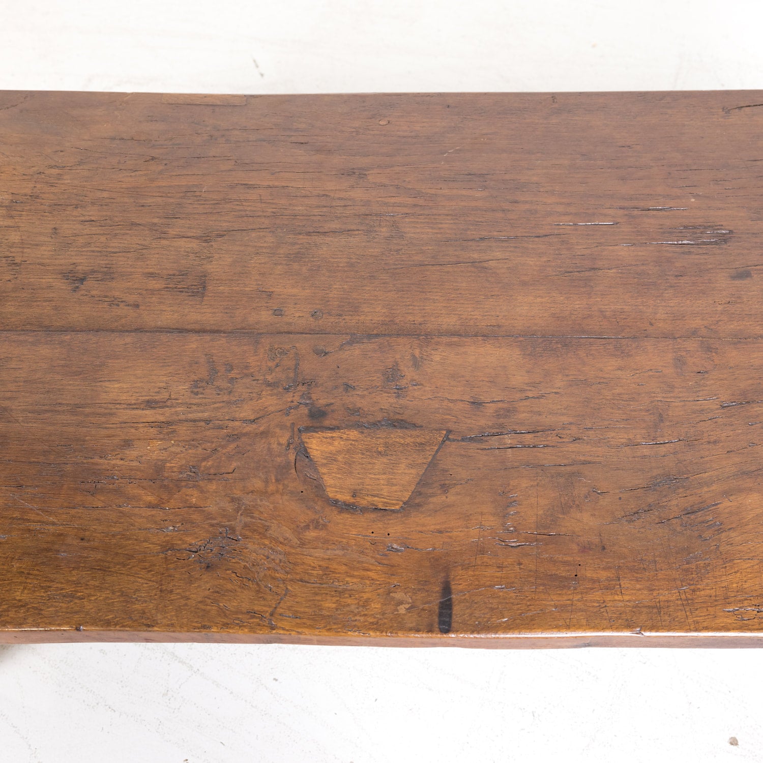 Rustic 19th Century French Country Solid Oak Table Basse or Coffee Table with Two Drawers