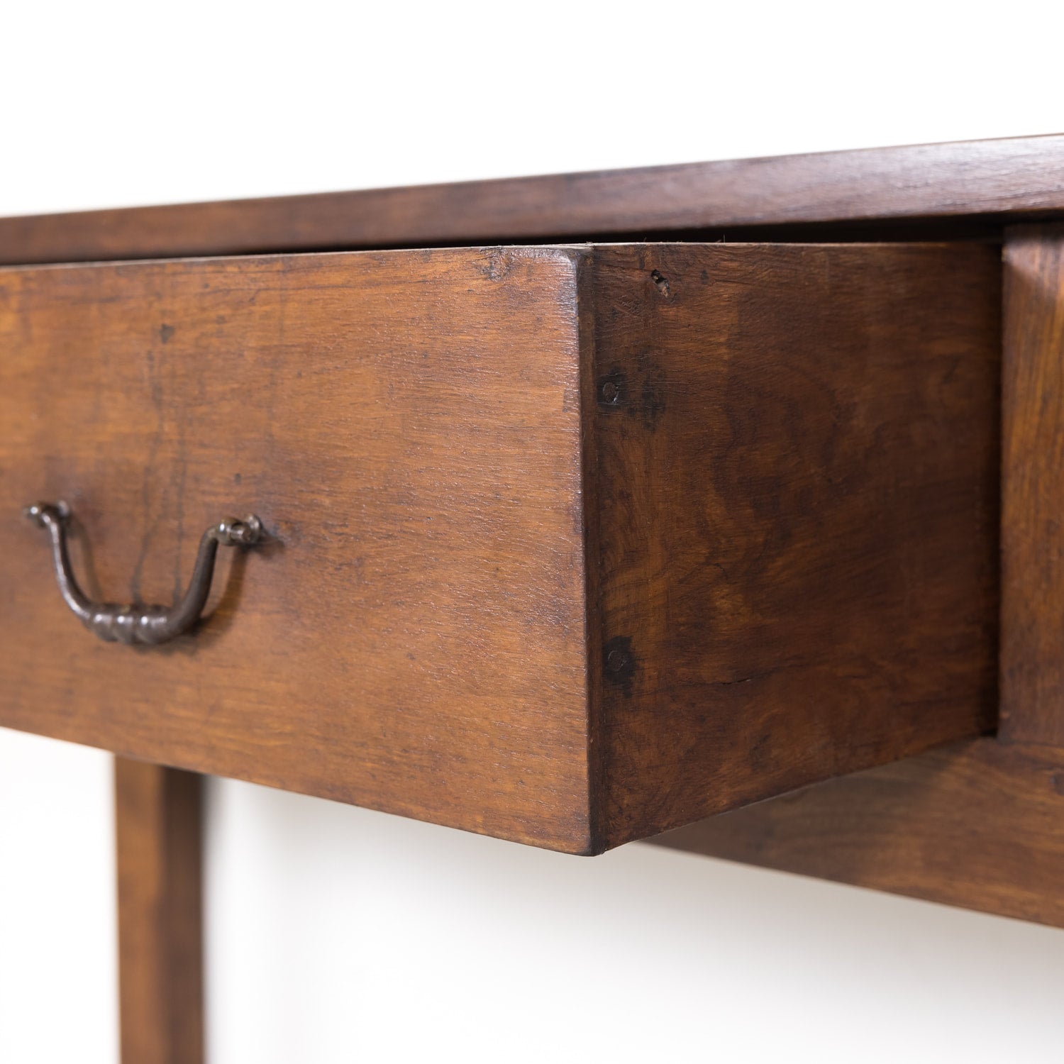 Rustic 19th Century Antique French Country Chestnut and Oak Console Table with Drawers