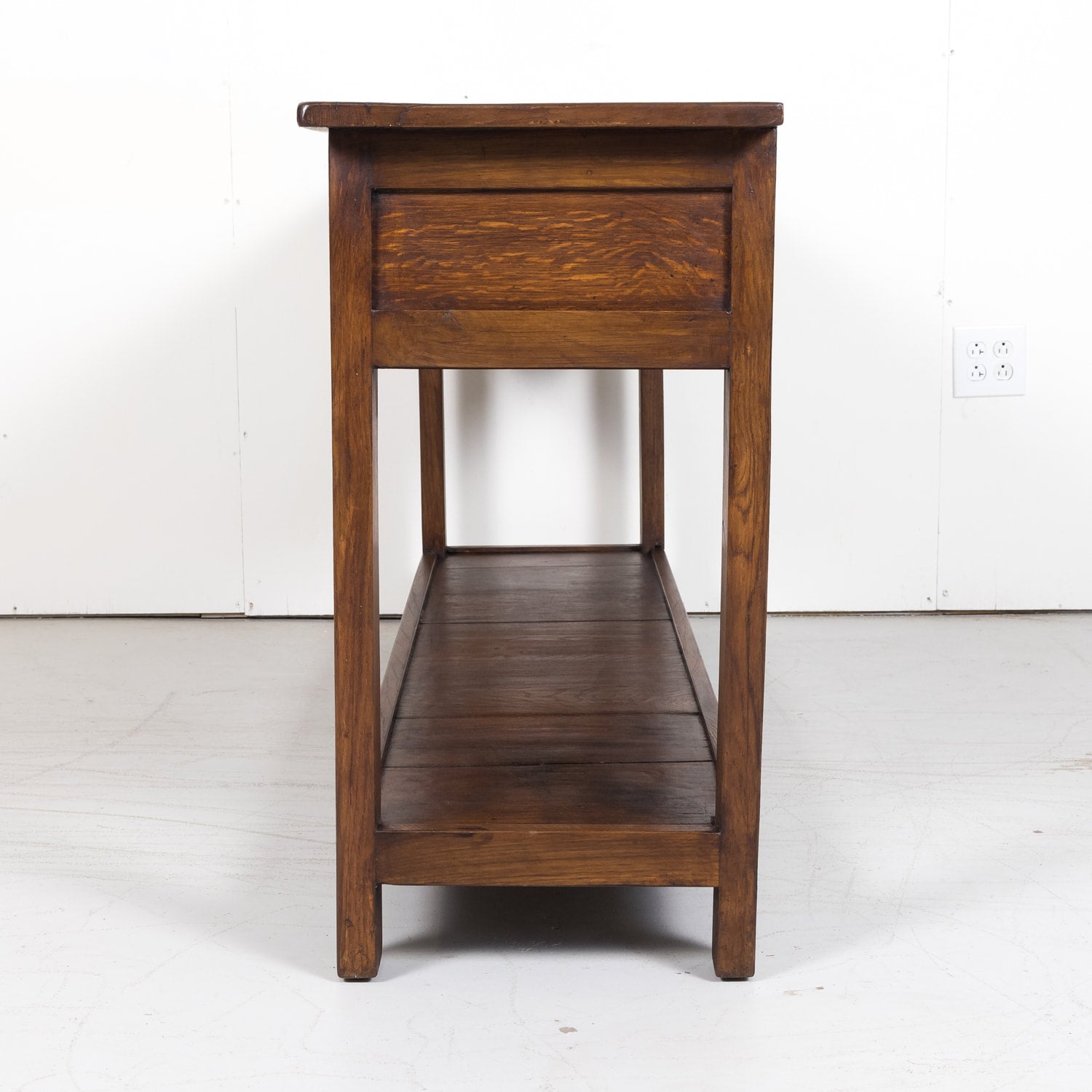 Rustic 19th Century Antique French Country Chestnut and Oak Console Table with Drawers