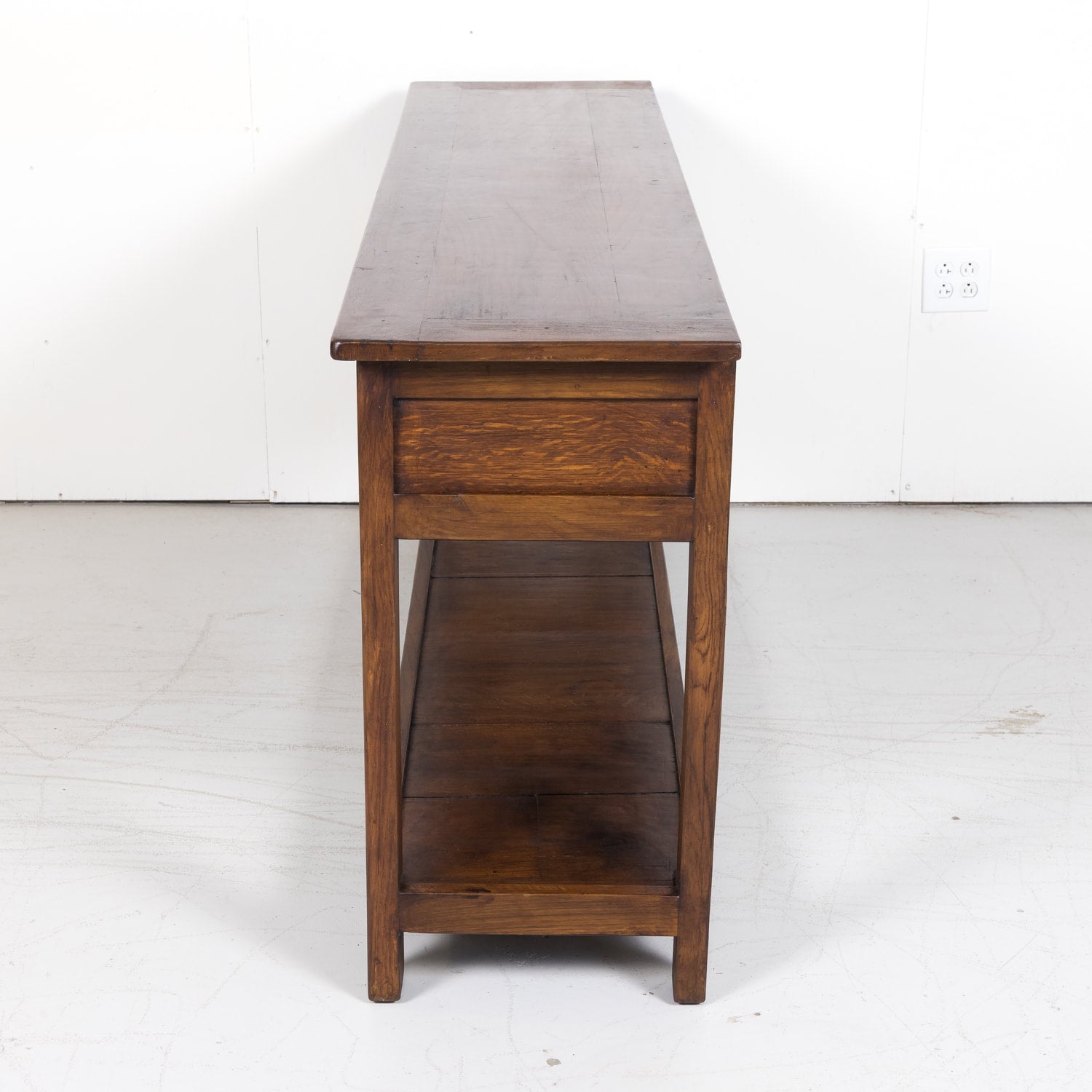 Rustic 19th Century Antique French Country Chestnut and Oak Console Table with Drawers