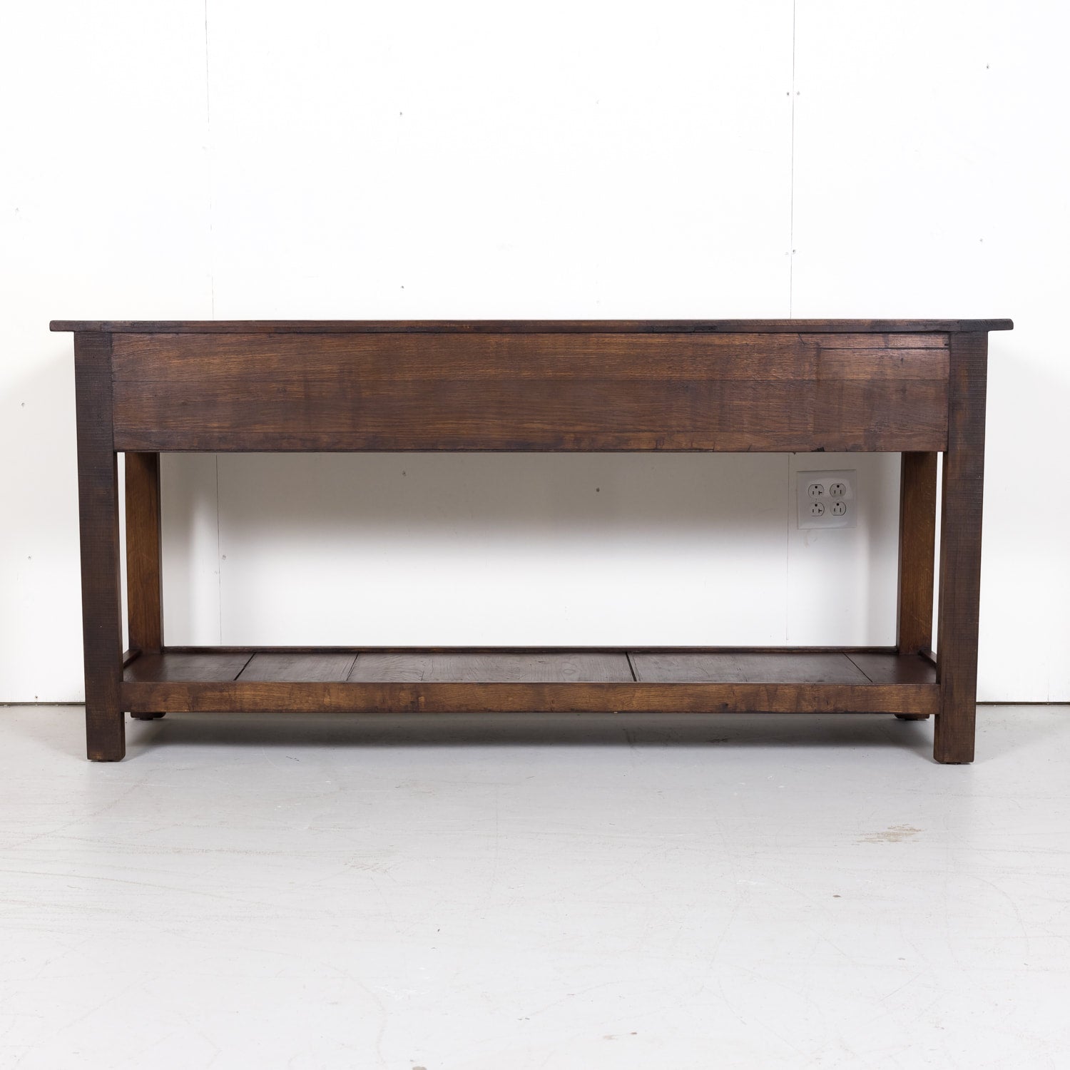 Rustic 19th Century Antique French Country Chestnut and Oak Console Table with Drawers