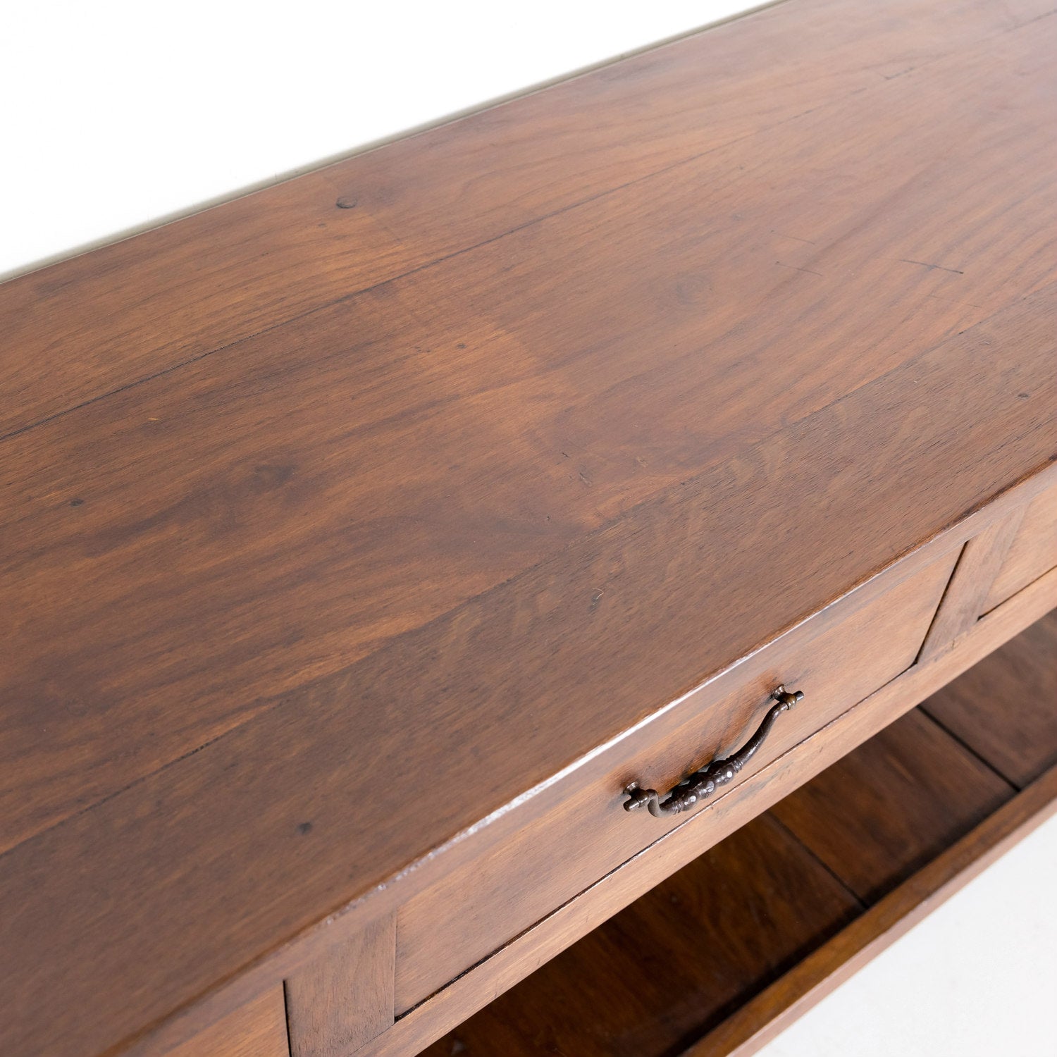 Rustic 19th Century Antique French Country Chestnut and Oak Console Table with Drawers