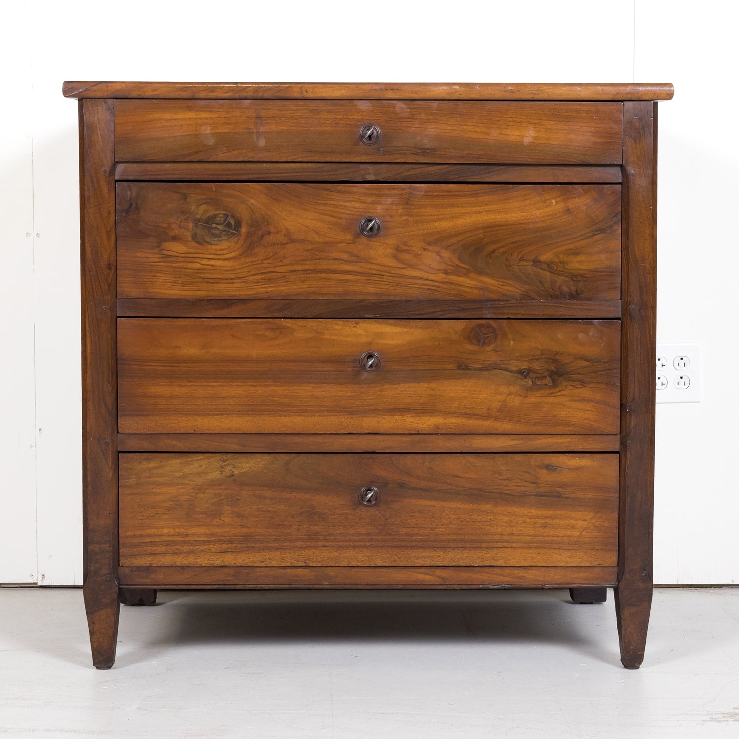 19th Century French Louis XVI Style Four-Drawer Walnut Commode