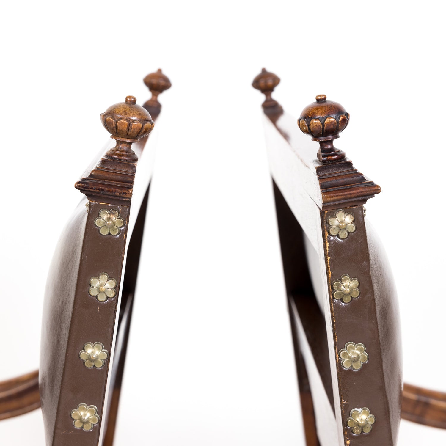 Pair of 19th Century French Walnut and Tooled Leather HenriI II Style Armchairs