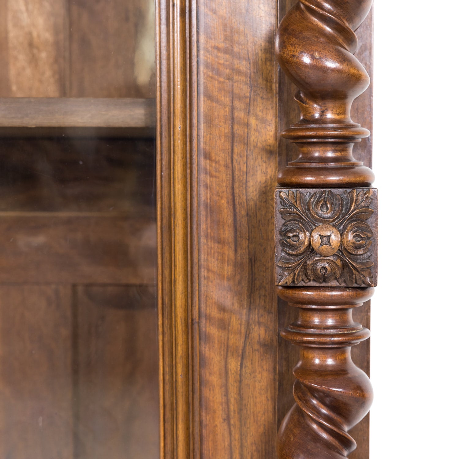 19th Century French Louis XIII Style Barley Twist Bibliotheque or Bookcase with Drawer