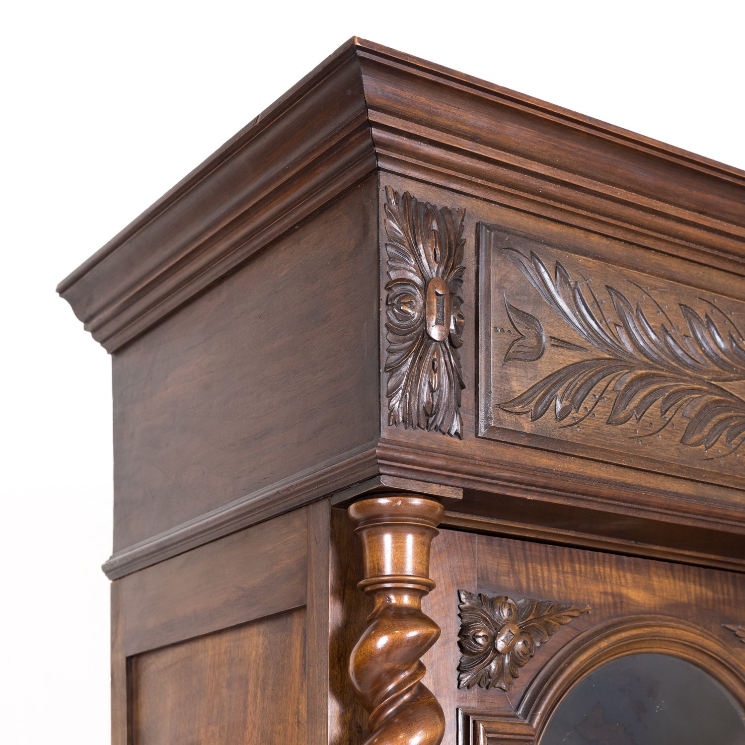 19th Century French Louis XIII Style Barley Twist Bibliotheque or Bookcase with Drawer